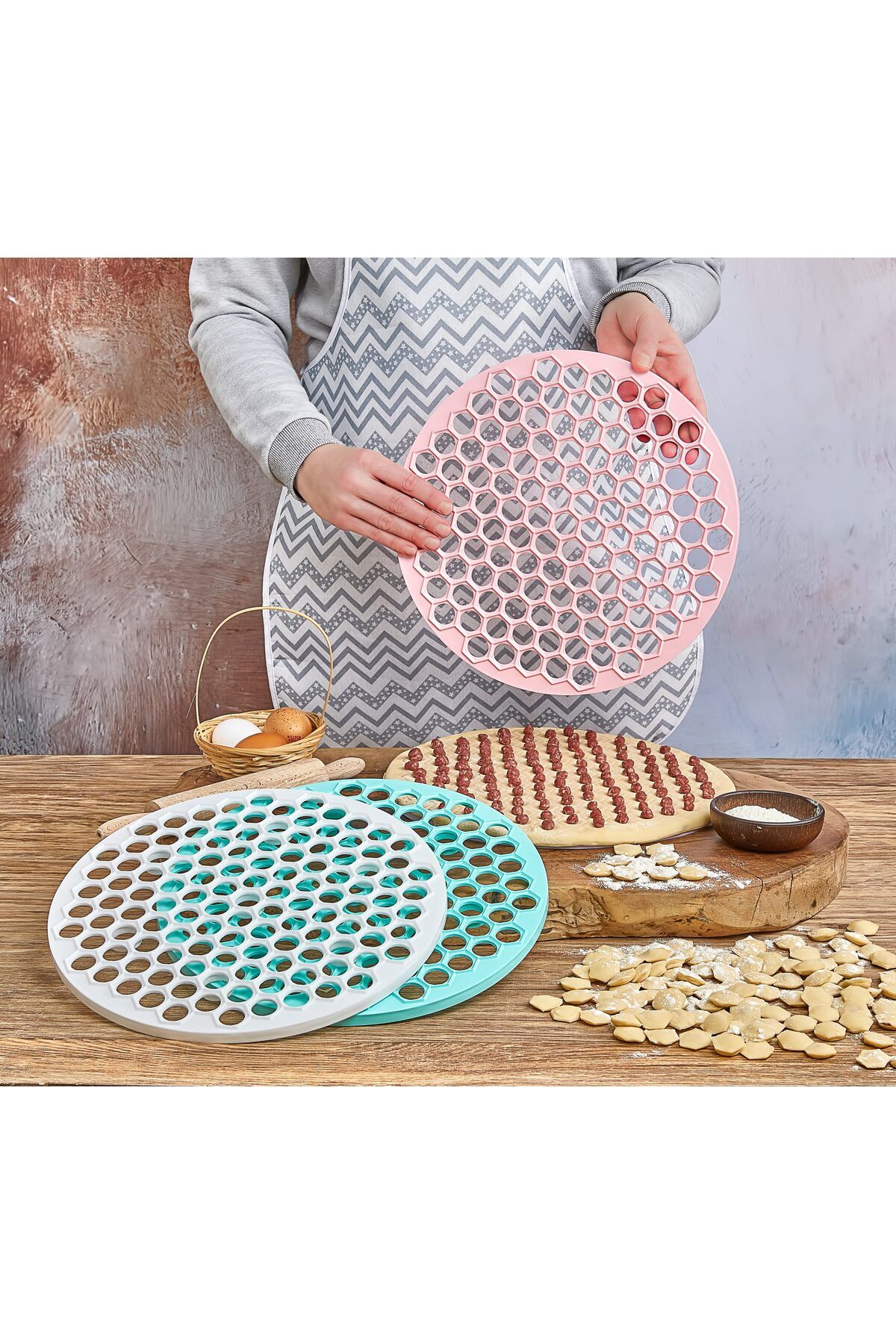 KITCHBATH Mantı Kesme Aparatı, Tek Seferde 120 Adet Mantı Aparatı, Pratik Mantı Kalıbı
