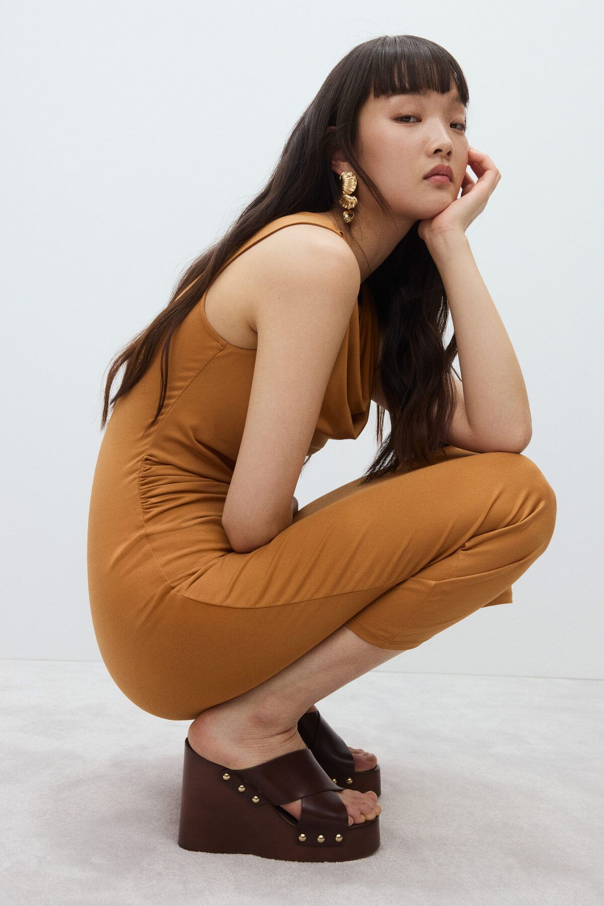 H&M Drapeli Midi Elbise