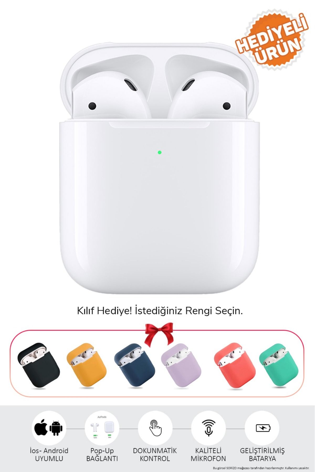 Sorizo 2.nesil Ios Android Uyumlu Kablosuz Bluetooth Kulaklık Kılıf Hediyeli A Plus