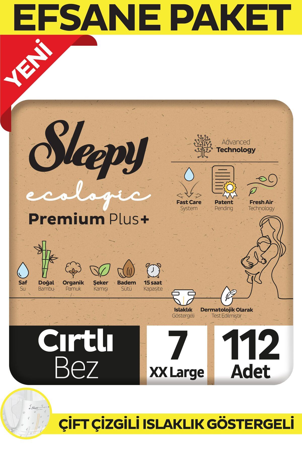 Sleepy Ecologic Premium Plus Efsane Paket Bebek Bezi 7 Numara Xxlarge 112 Adet