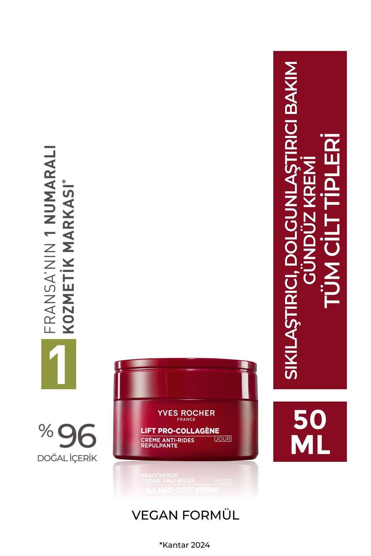 Yves Rocher Gündüz Kremi-Sıkılaştırıcı,Dolgunlaştırıcı Bitkisel Kolajen ve Hyaluronik Bakım/ Lift Pro Collagene