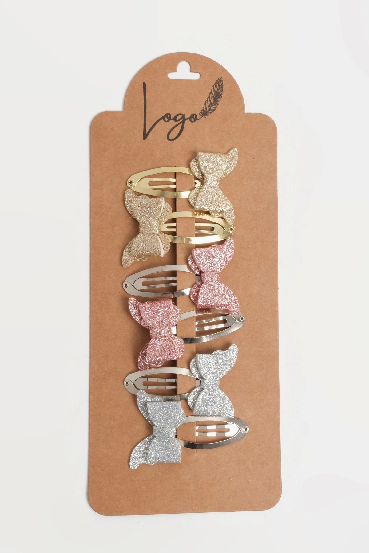 LOGO AKSESUAR Çıtçıtlı Kelebek Toka 6'lı Set - Simli Kelebek Konsept