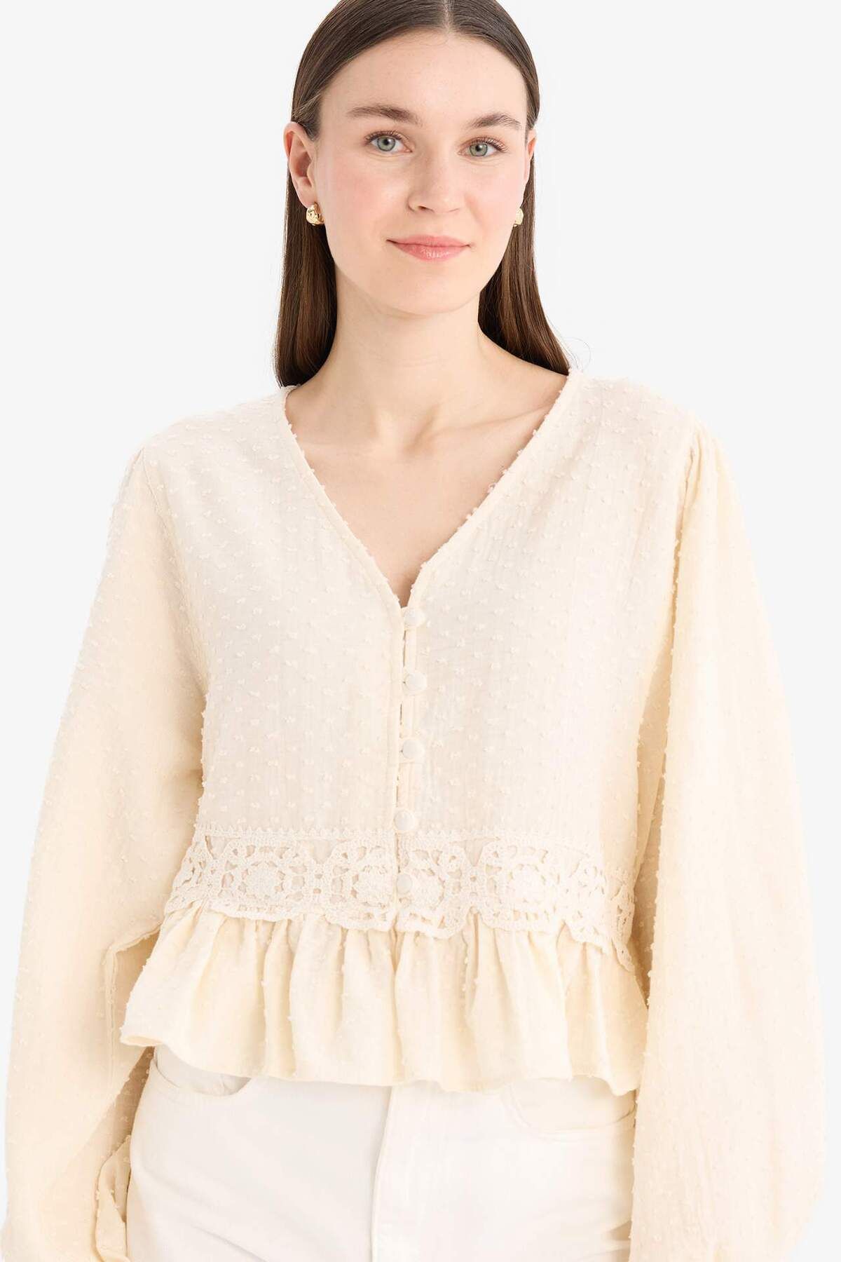 Defacto Regular Fit Müslin Uzun Kollu Tunik D4397AX25SP