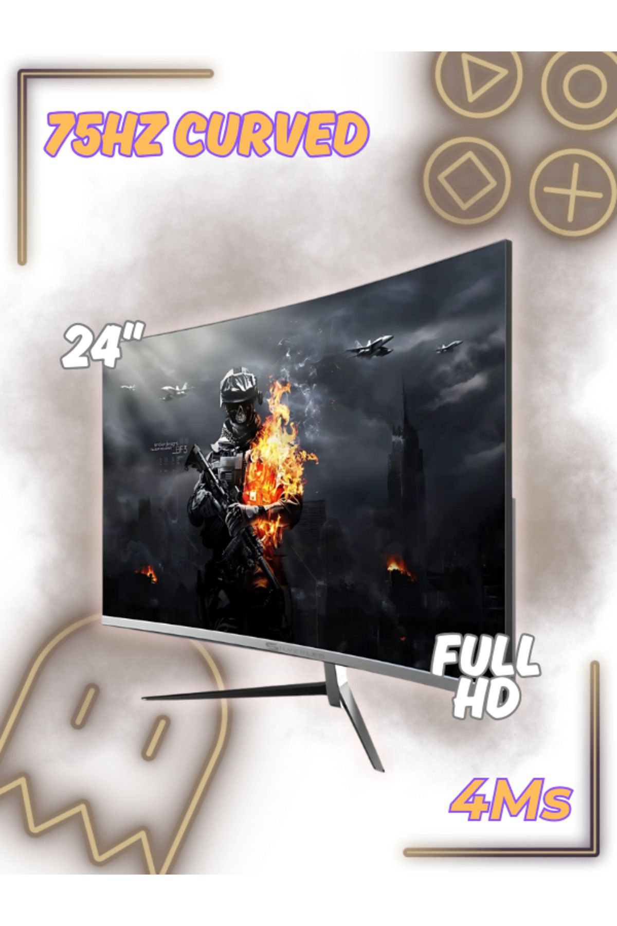GAMİNGTECH 24" 4Ms 75 Hz HDMI+VGA Curved Frameless Gaming Monitör
