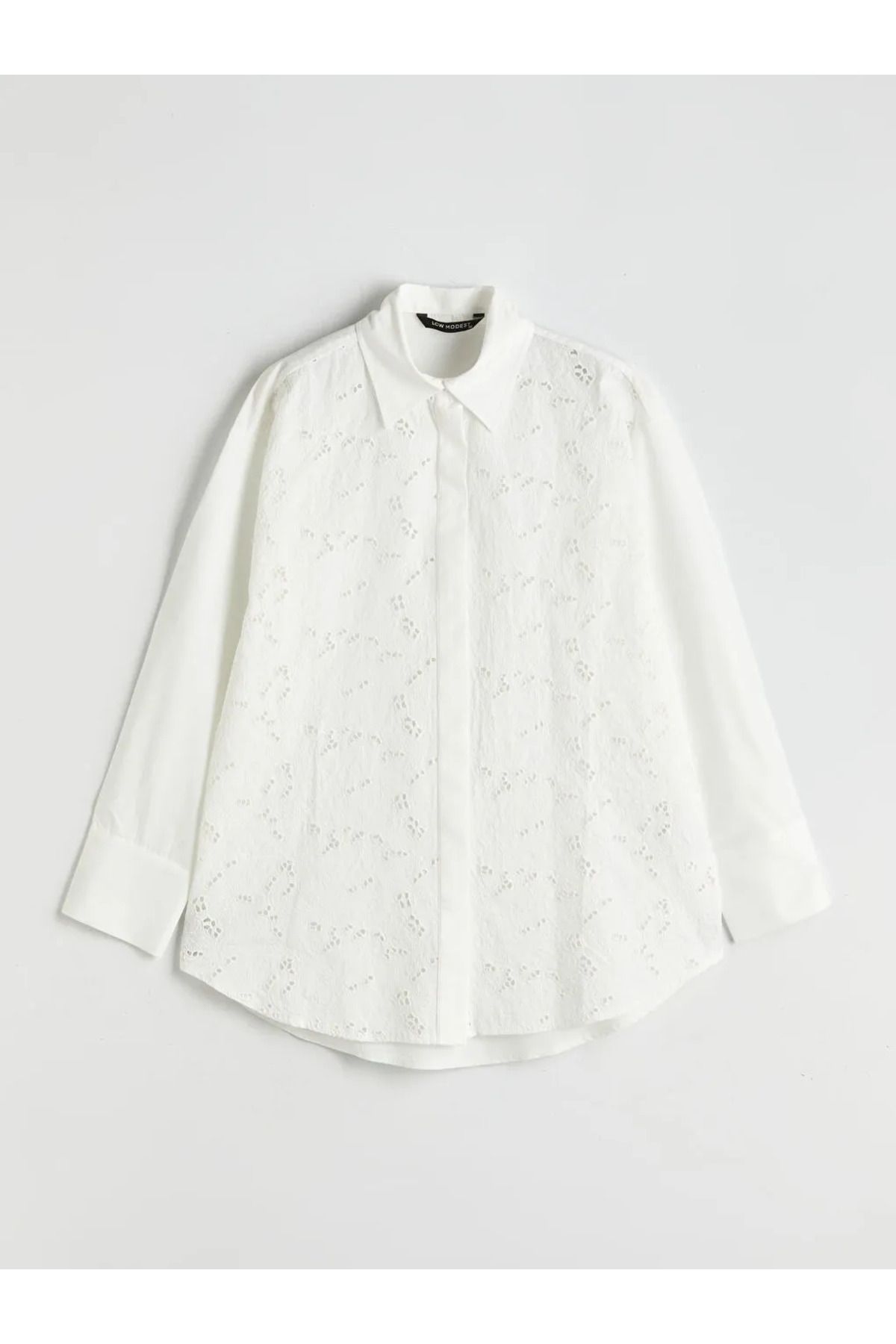 LC Waikiki LCW Modest Ekru Brode Detaylı Kadın Gömlek Tunik