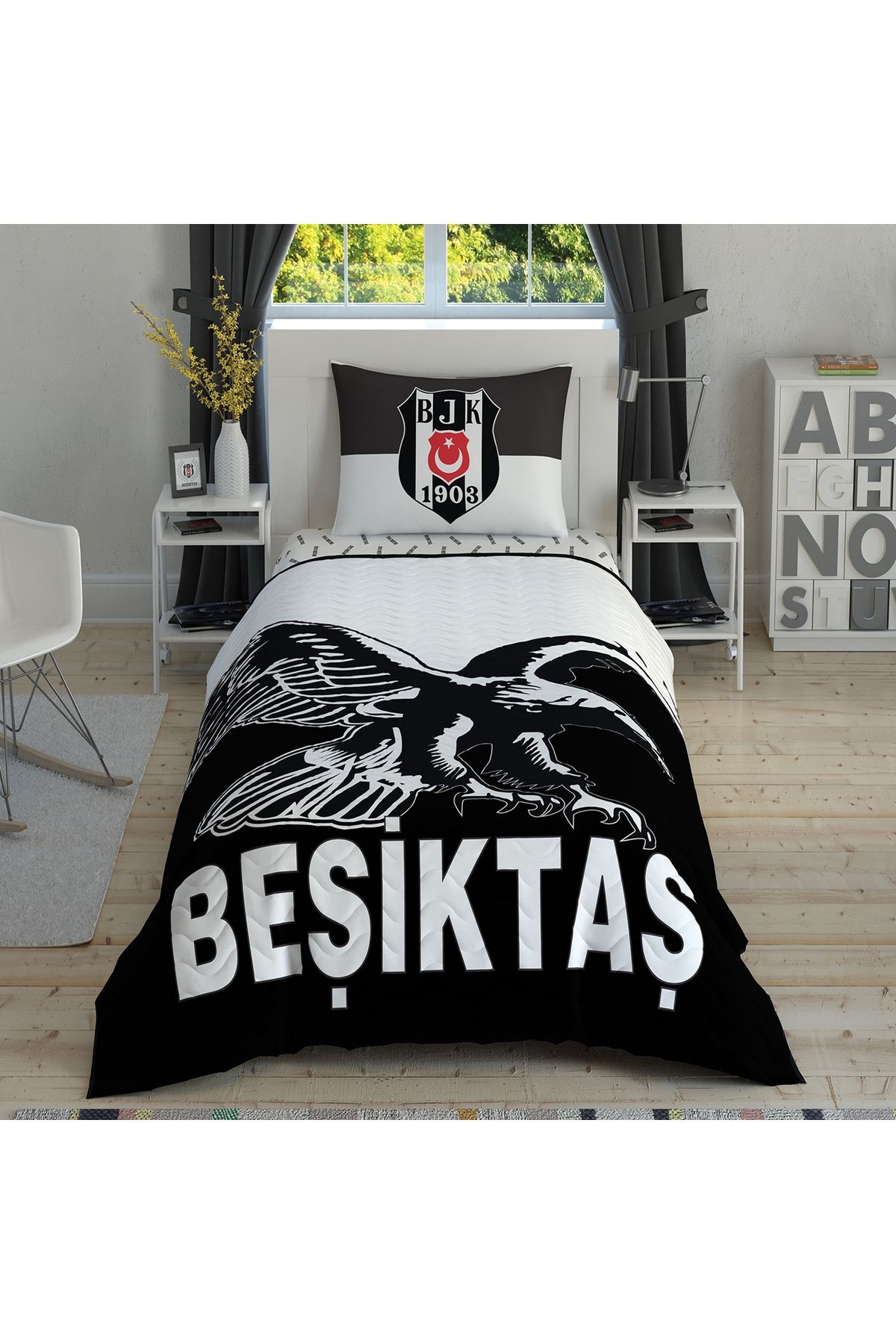 Taç Lisanslı Beşiktaş Kartal Pamuk Tek Kişilik Complete Set