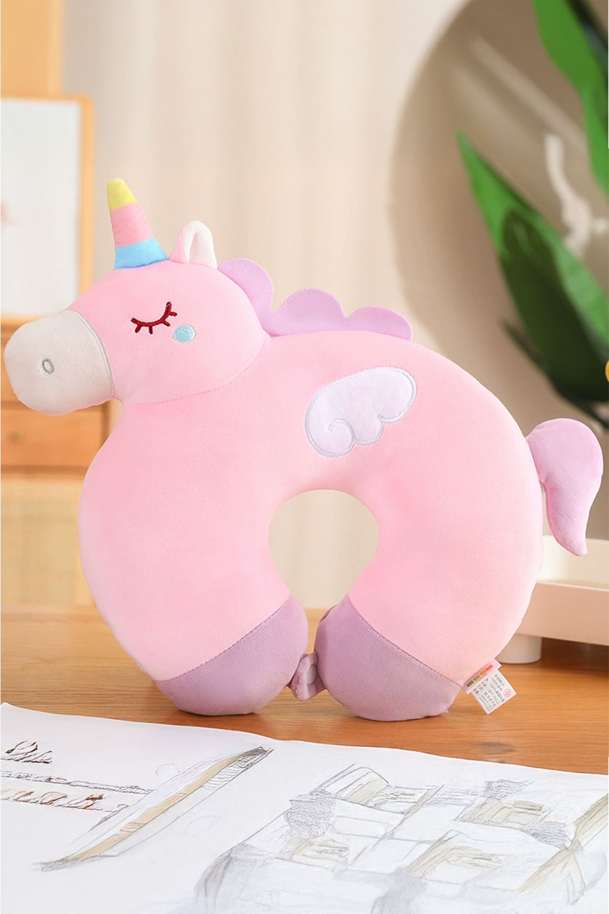 Ecrou Unicorn Uyku Boyun Yastığı Pembe