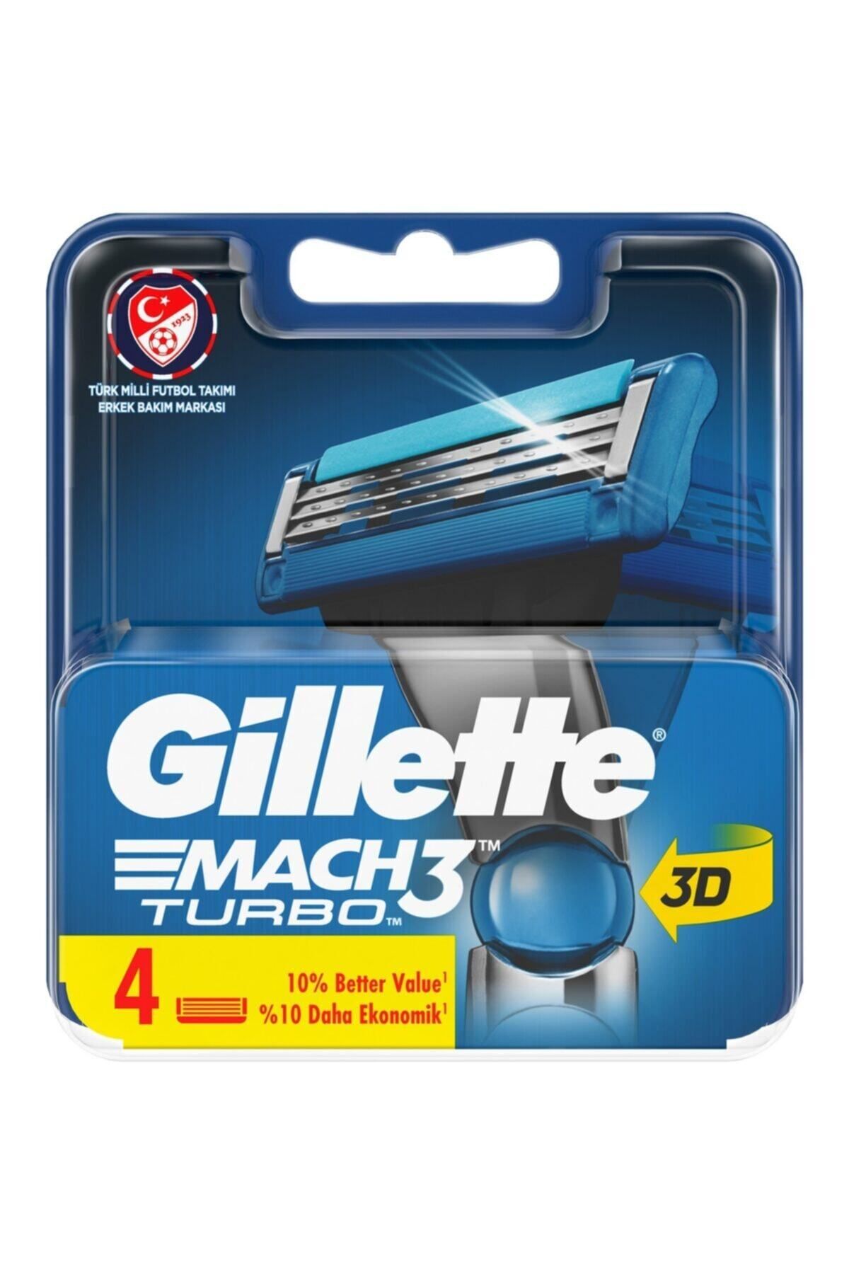 Gillette Mach-3 Turbo Yedek 4'lü 3d