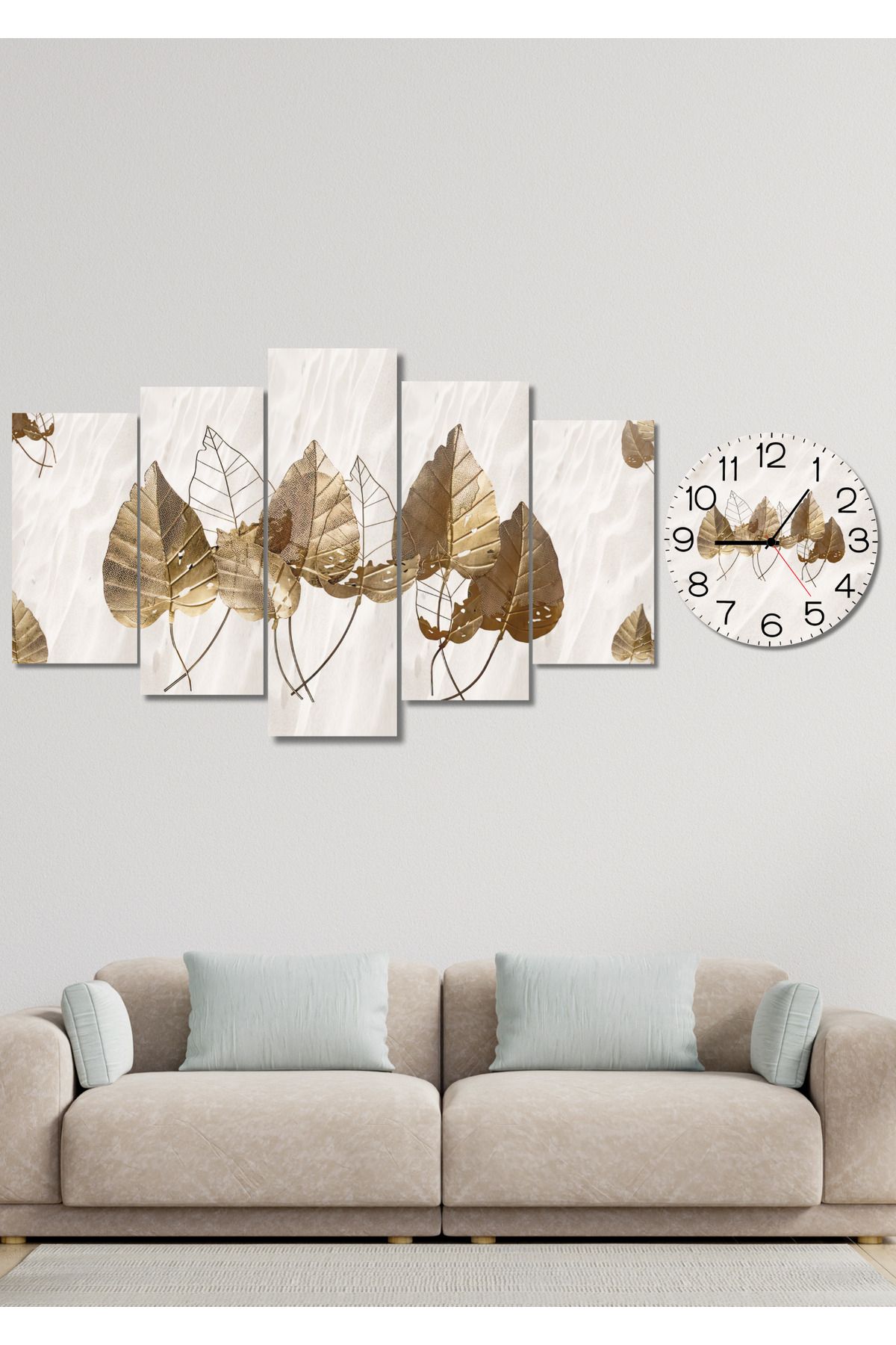 NT Handmade Ahşap Tablo+Saat Duvar Dekoru Tablo Seti - Salon Oturma Yatak Odası için Mdf Duvar Saati