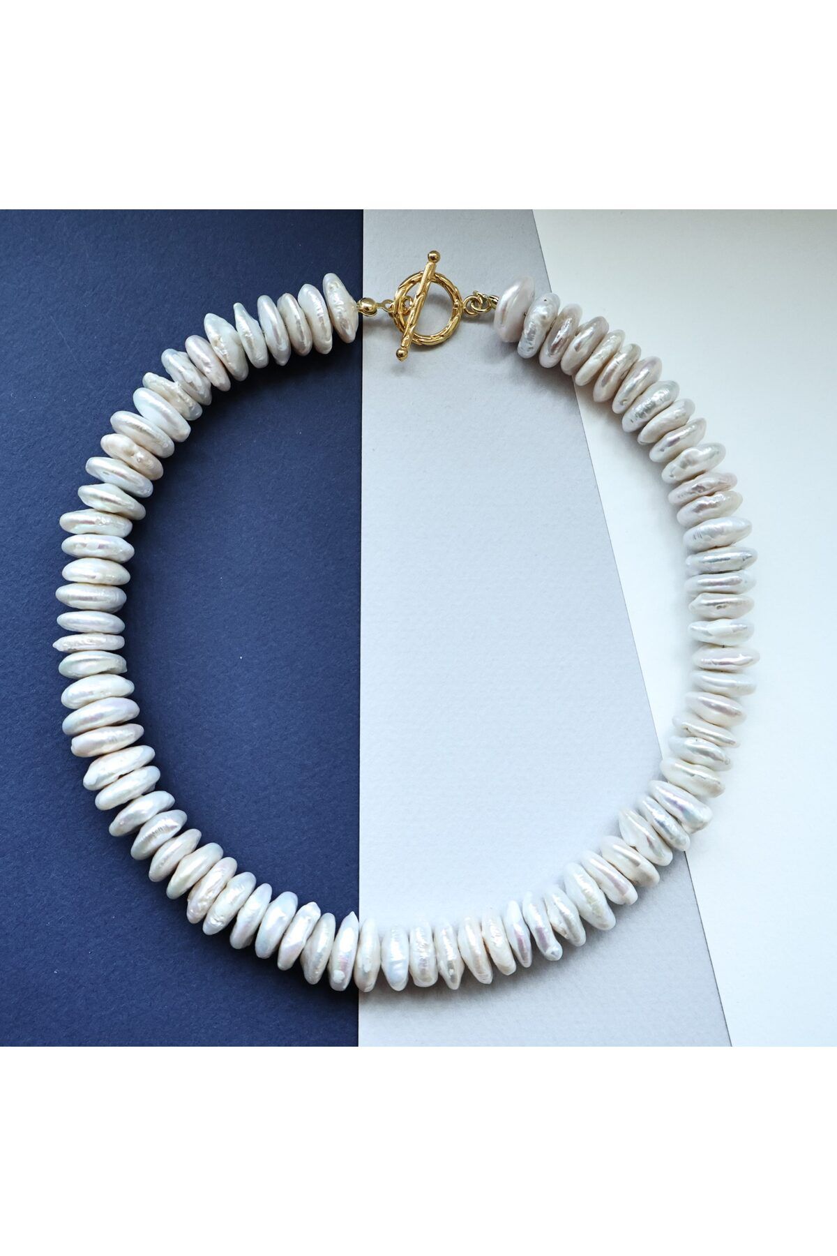 B Design jewelry Lunea Disk İnci Kolye