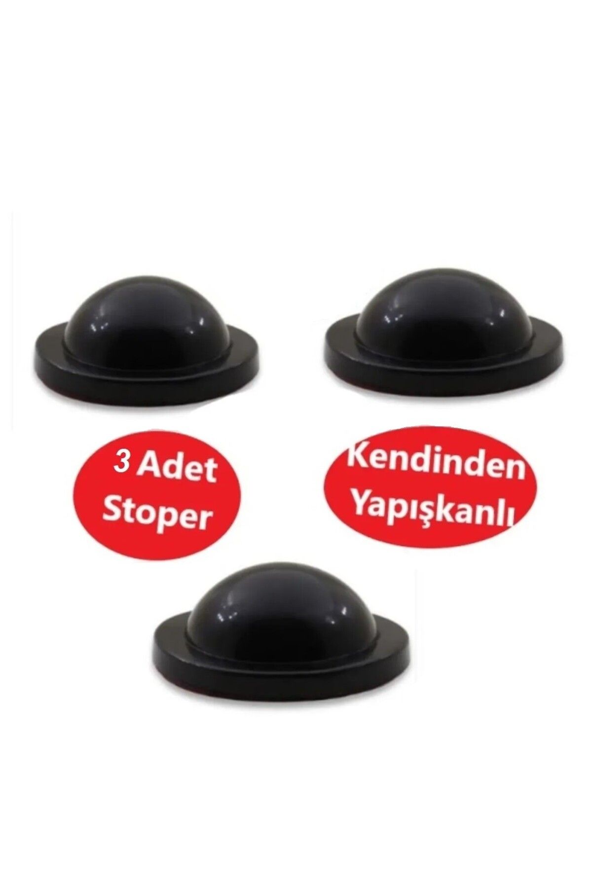 Adilon Silikon Kapı Stoperi Siyah 3 Adet Tamponu Kendinden Yapışkanlı Siyah Kapı Kolu Stopu