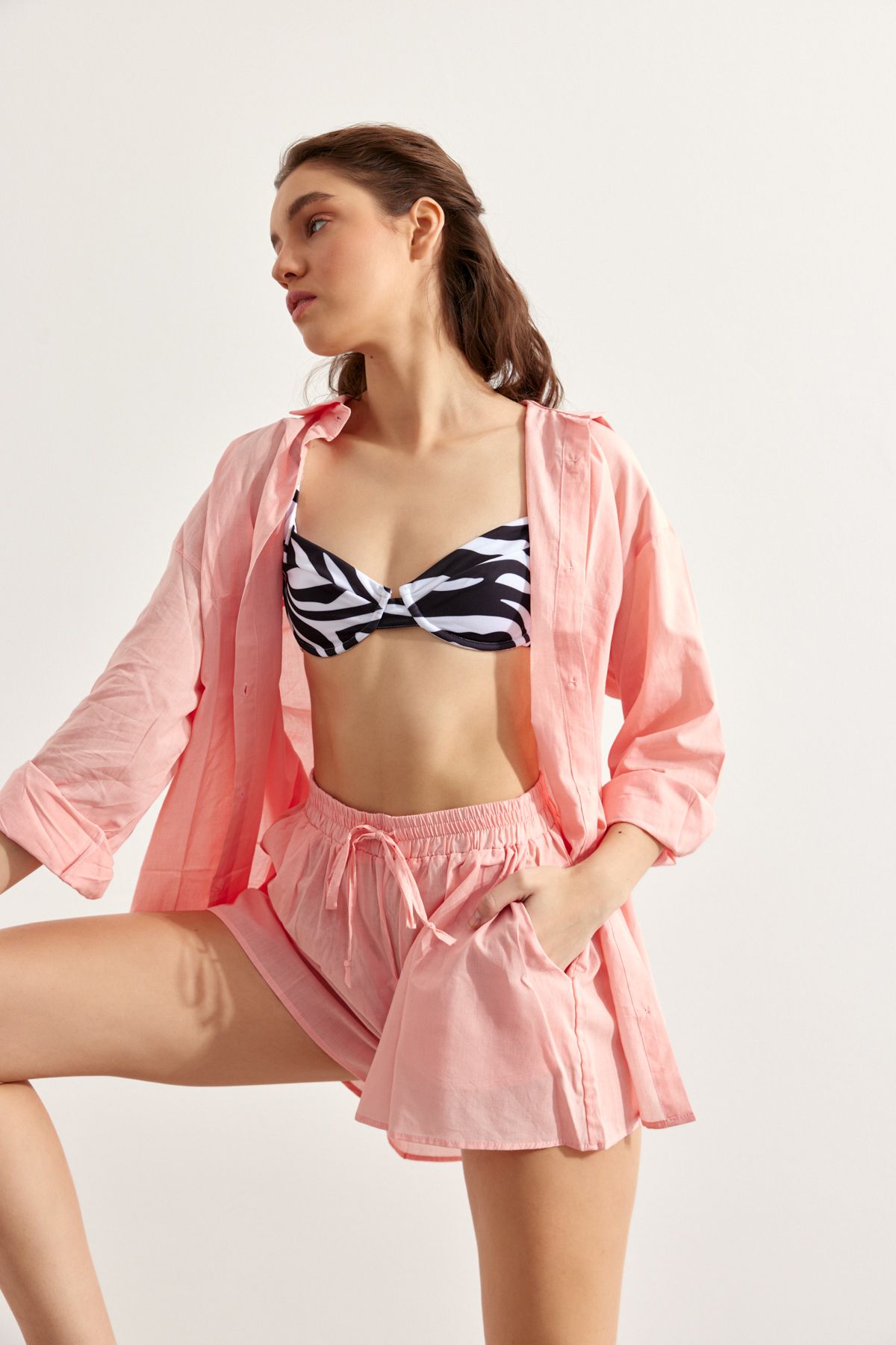 Beach&Beyond Kadın Pembe Tek Beden Pamuk Şort