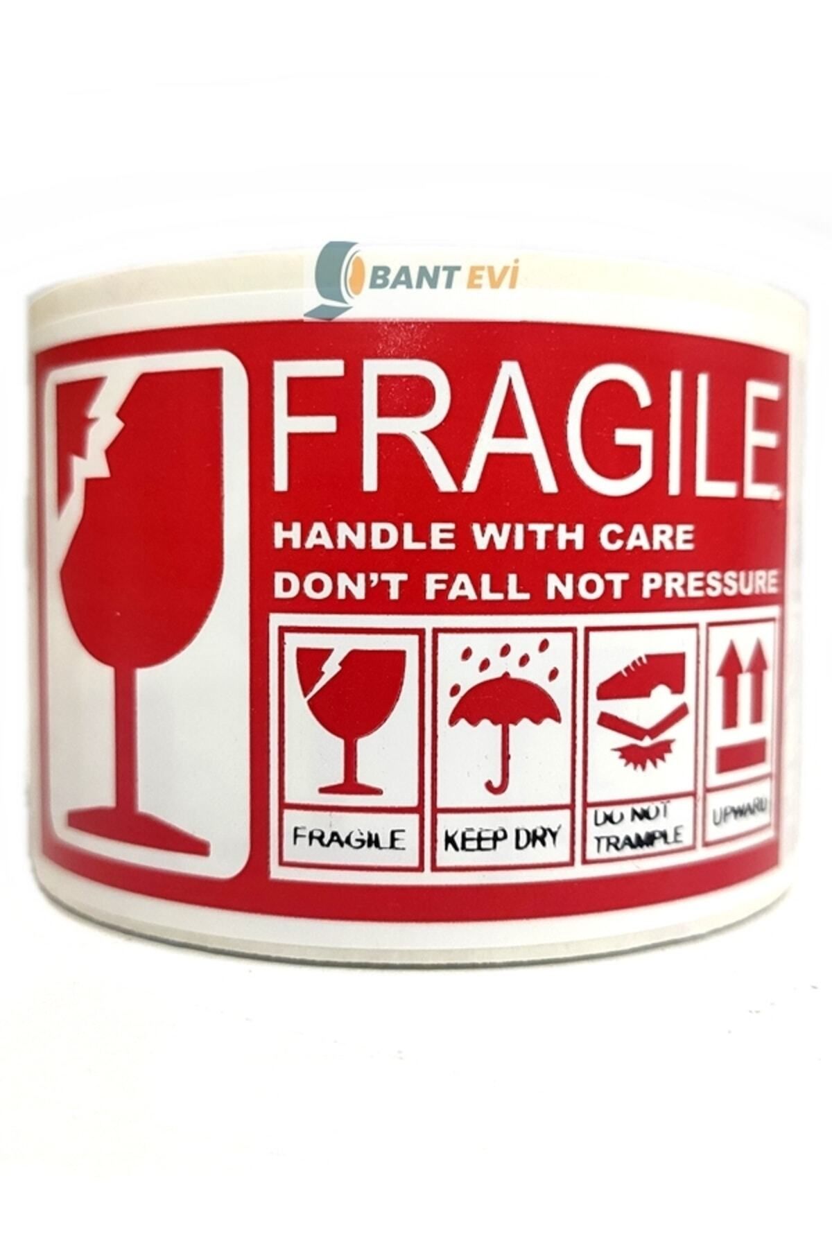 BANT EVİ Fragile Ingilizce Etiket 10x5cm 1 Rulo 250 Adet Dikkat Kırılır Ingilizce Handle With Care Etiket