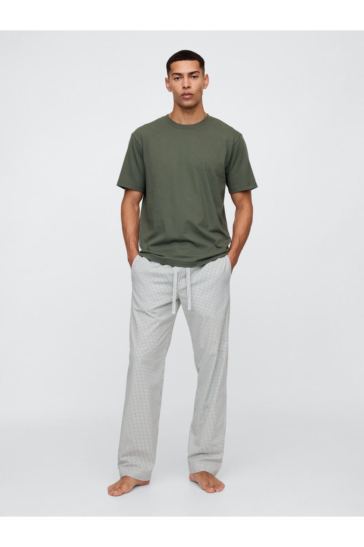 GAP Erkek Yeşil Relaxed Poplin Pijama Altı