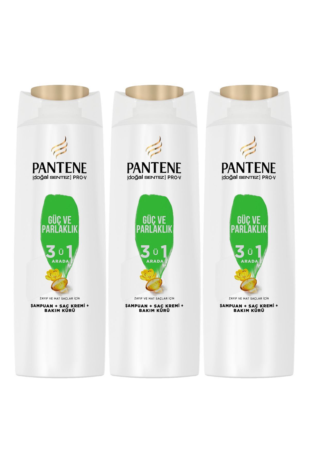 Pantene 350 ml Şampuan Güçlü Ve Parlak 3'ü 1 Arada X 3 Adet