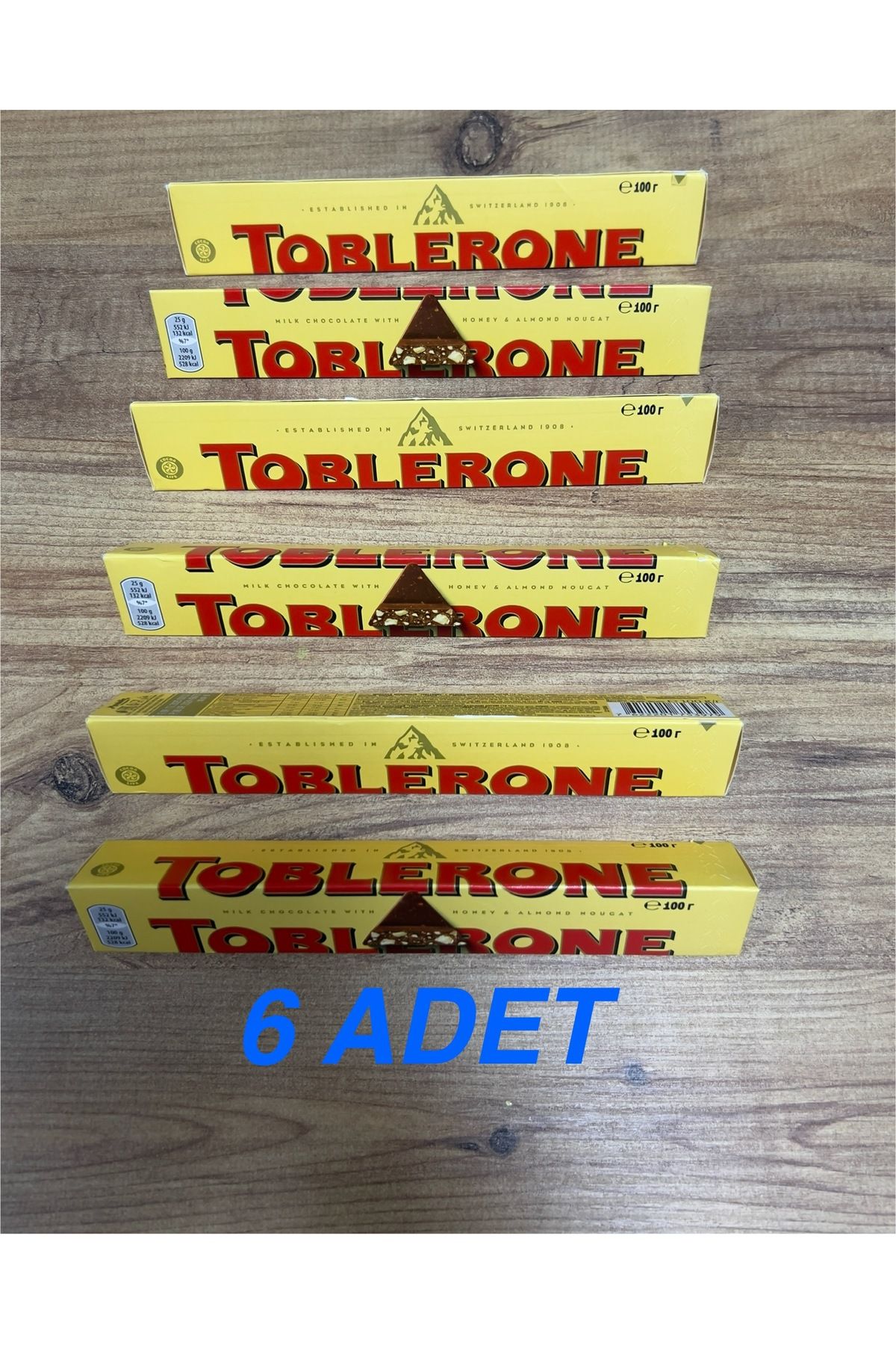 Toblerone Ballı Badem Nugatlı Sütlü İsviçre Çikolatası 100gr X 6 Adet