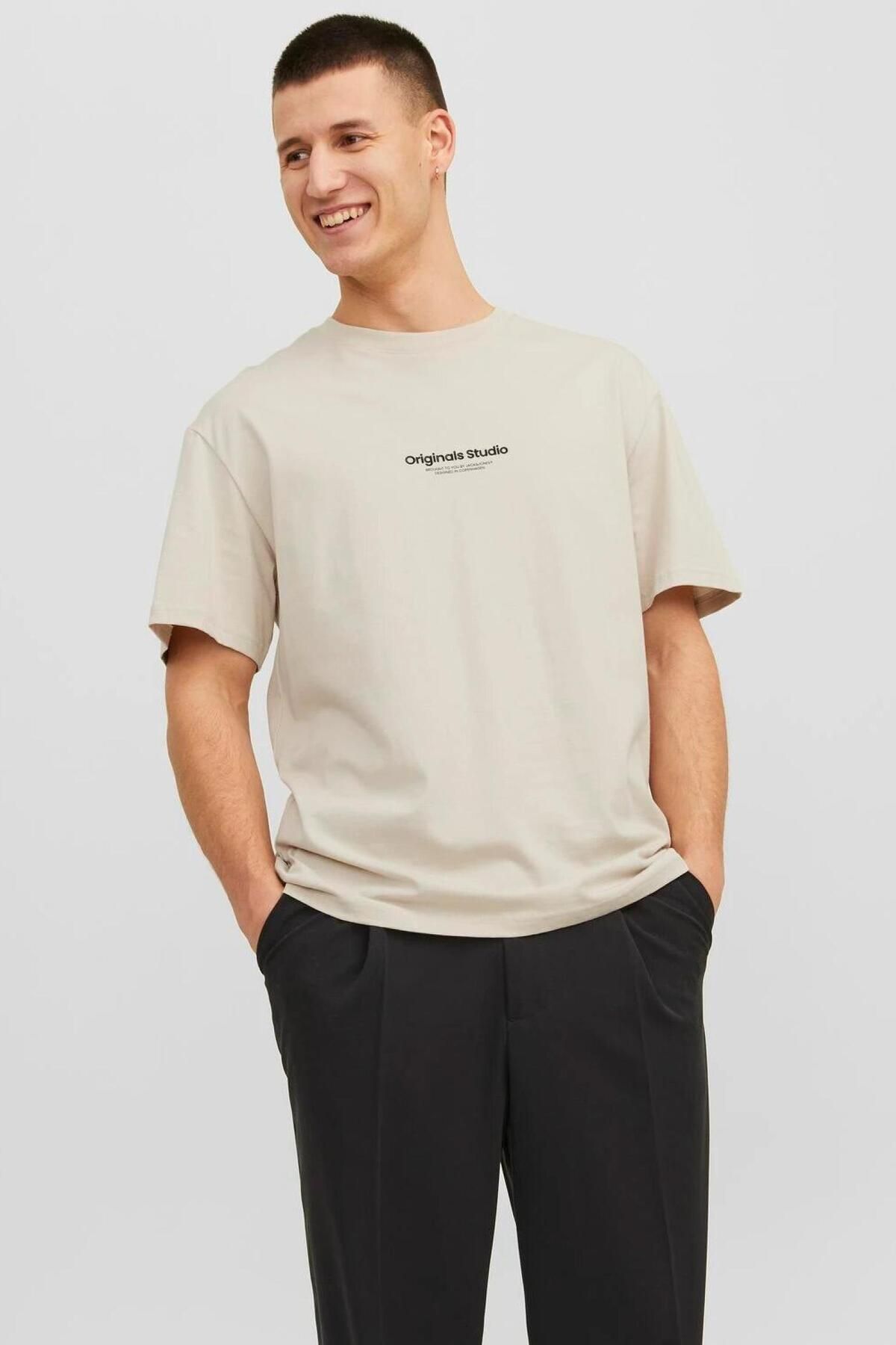 Jack & Jones Erkek Kabartma Logo Baskılı Tişört - Vesterbro