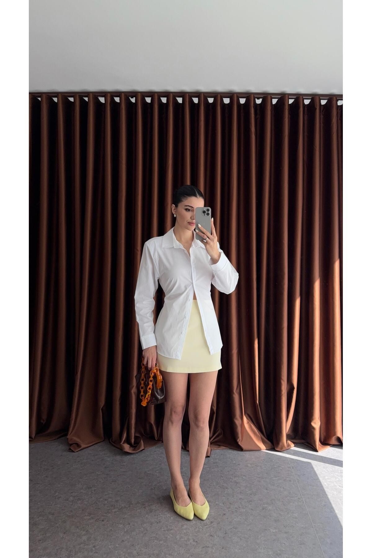 HAZELANNA Basic Sarı Mini Etek