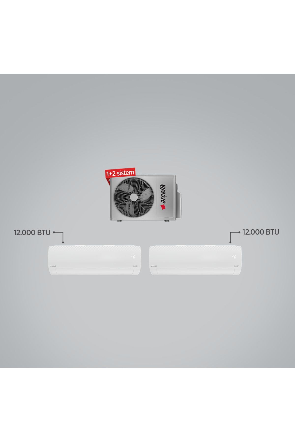 Arçelik 1+2 Multi Ekolojik Inverter Klima - (1 Adet Dış Ünite + 2 Adet 12+12 BTU İç Ünite) / A++
