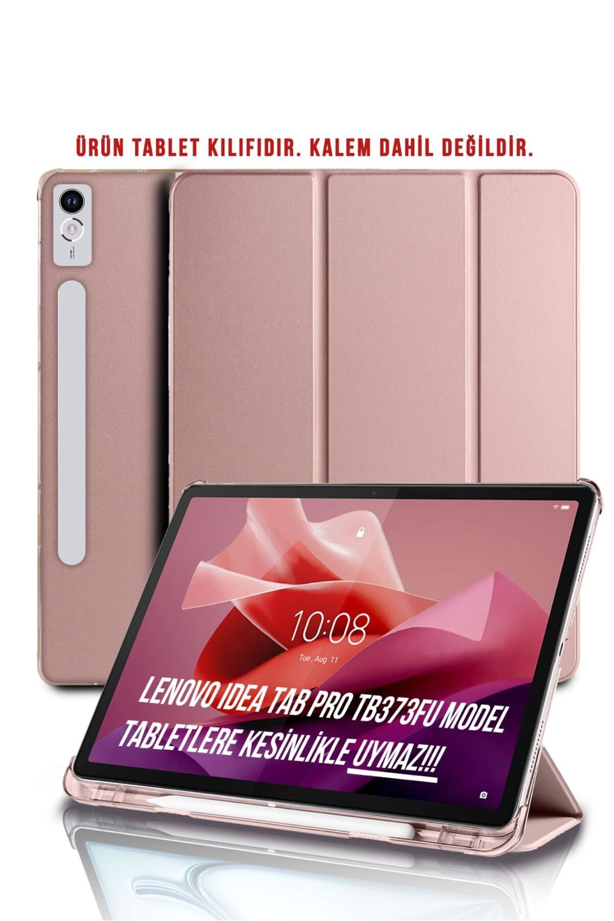 aldtelekom Lenovo Tab P12 Uyumlu Kalem Bölmeli 12.7 Inç Kılıf Standlı 360 Tam Koruma Katlanabilir Pu Deri Kapak