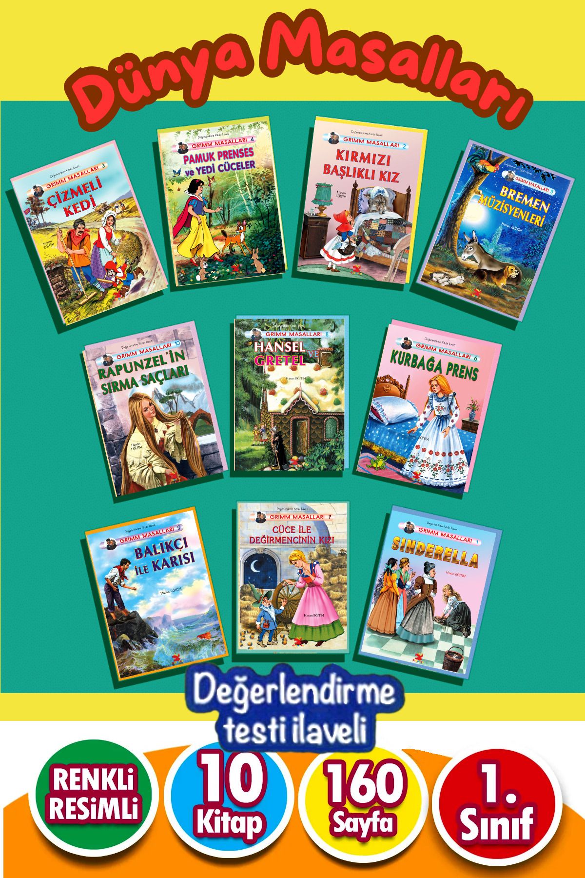 Yıldız Yayınları Masal Dünyamız Okumayı Sevdiren 10 Kitap Grimm Masalları Değerlendirme Testi