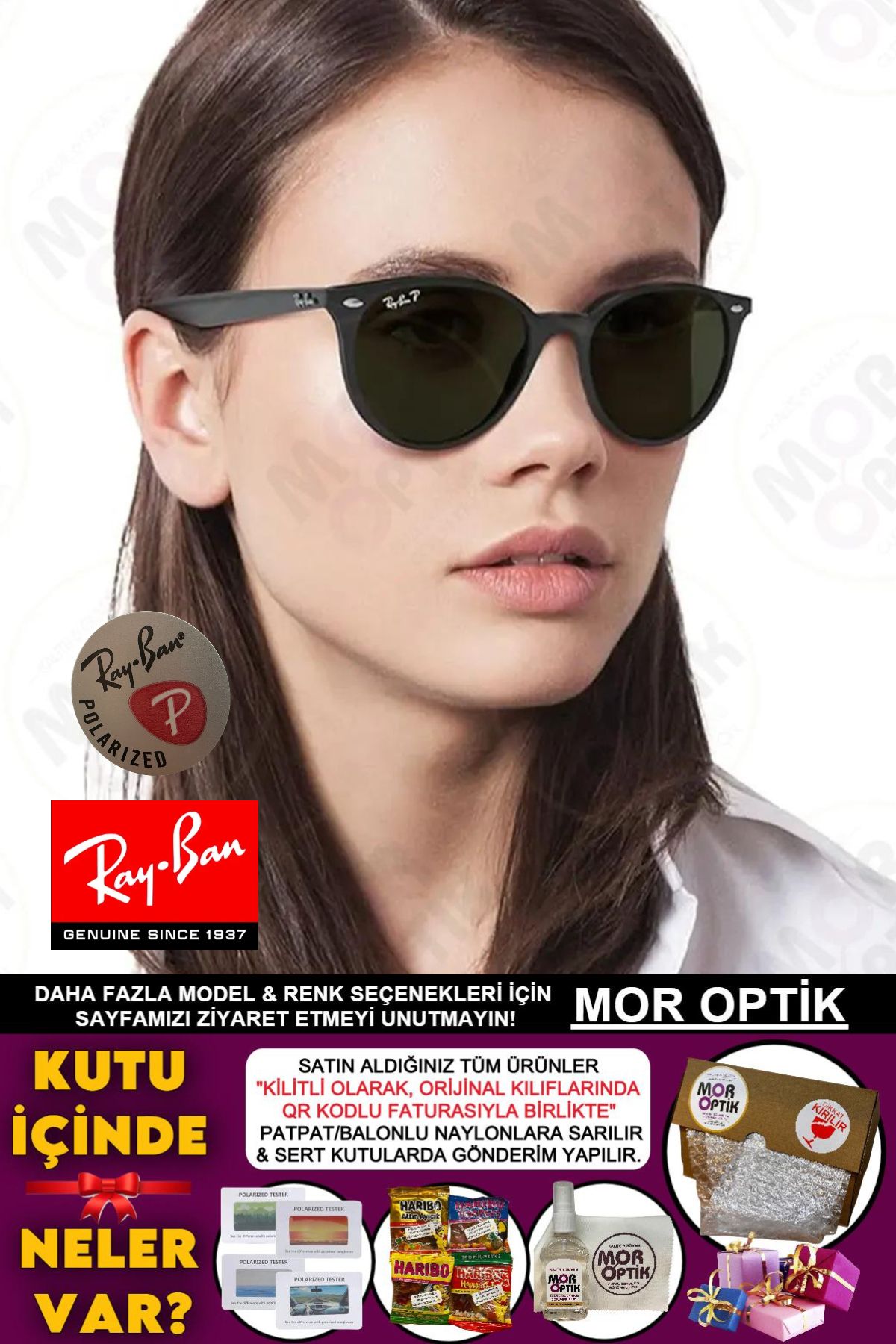 Ray-Ban MOR OPTİK RB4305 (53 SİZE) "POLARİZE" UNİSEX YETİŞKİN YUVARLAK