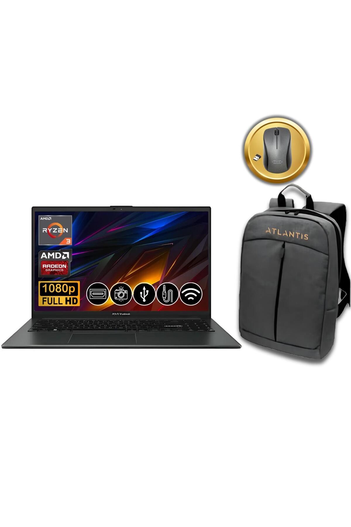 ASUS VivoBook Go 15 R3-7320U 8GB 512GB M.2 SSD E1504FA-NJ097 ATL32 15.6" Fdos Notebook +Mouse&çant