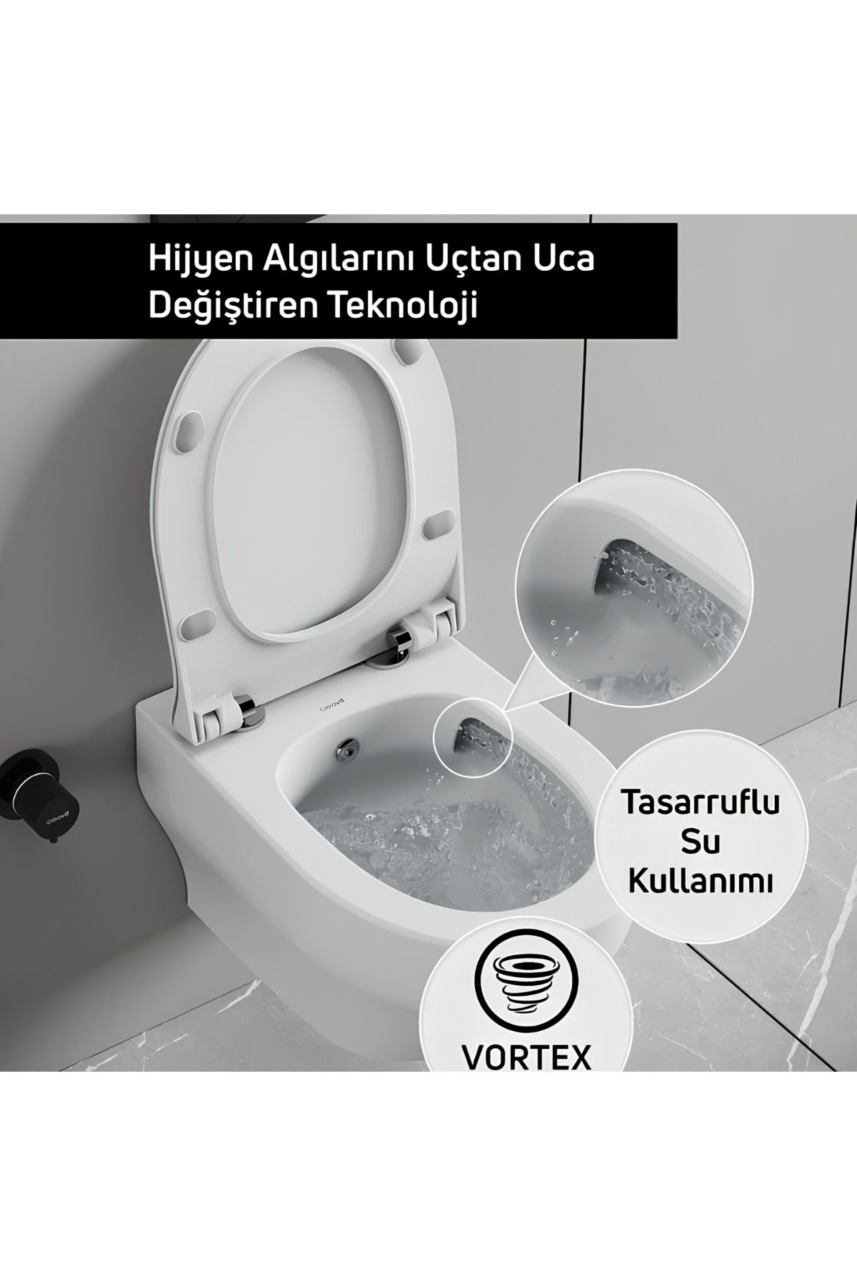Creavit Ness Vortex Asma Klozet NS323, Ness Duroplast Yavaş Kapak  KC3403.01