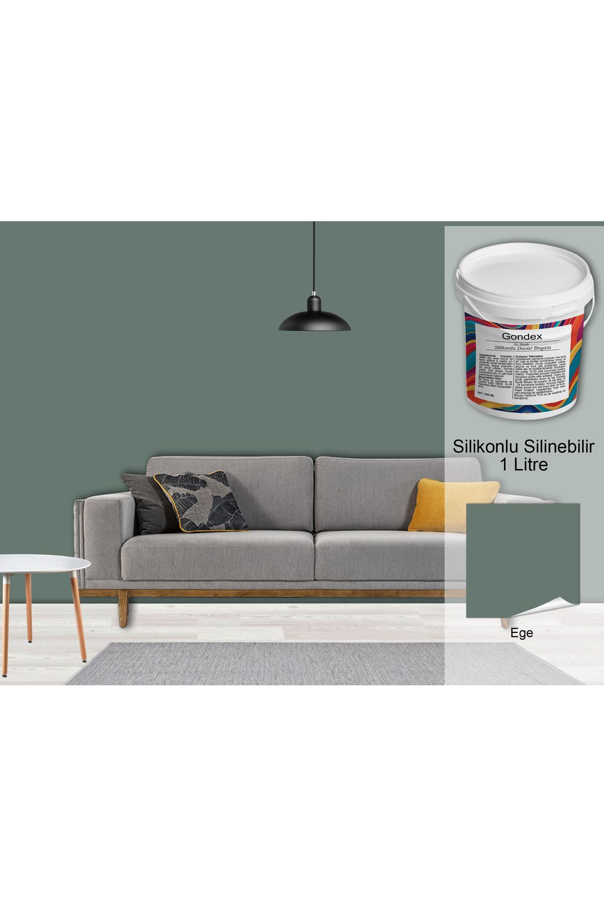 GONDEX İç Cephe Duvar Boyası, Silikonlu Silinebilir, 1000 ml - 2025 Renkleri, 1 Litre, 50 Farklı Renk