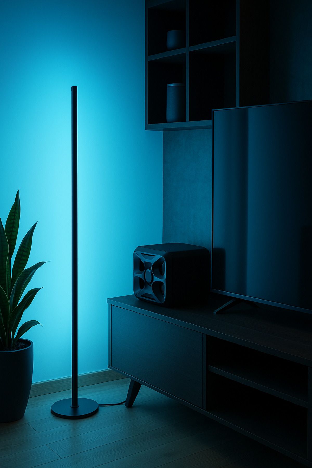 ÖZER LİGHT Köşe Dekoratif Led Lambader - Rgb Kumandalı 16 Renk Ayaklı Lambader
