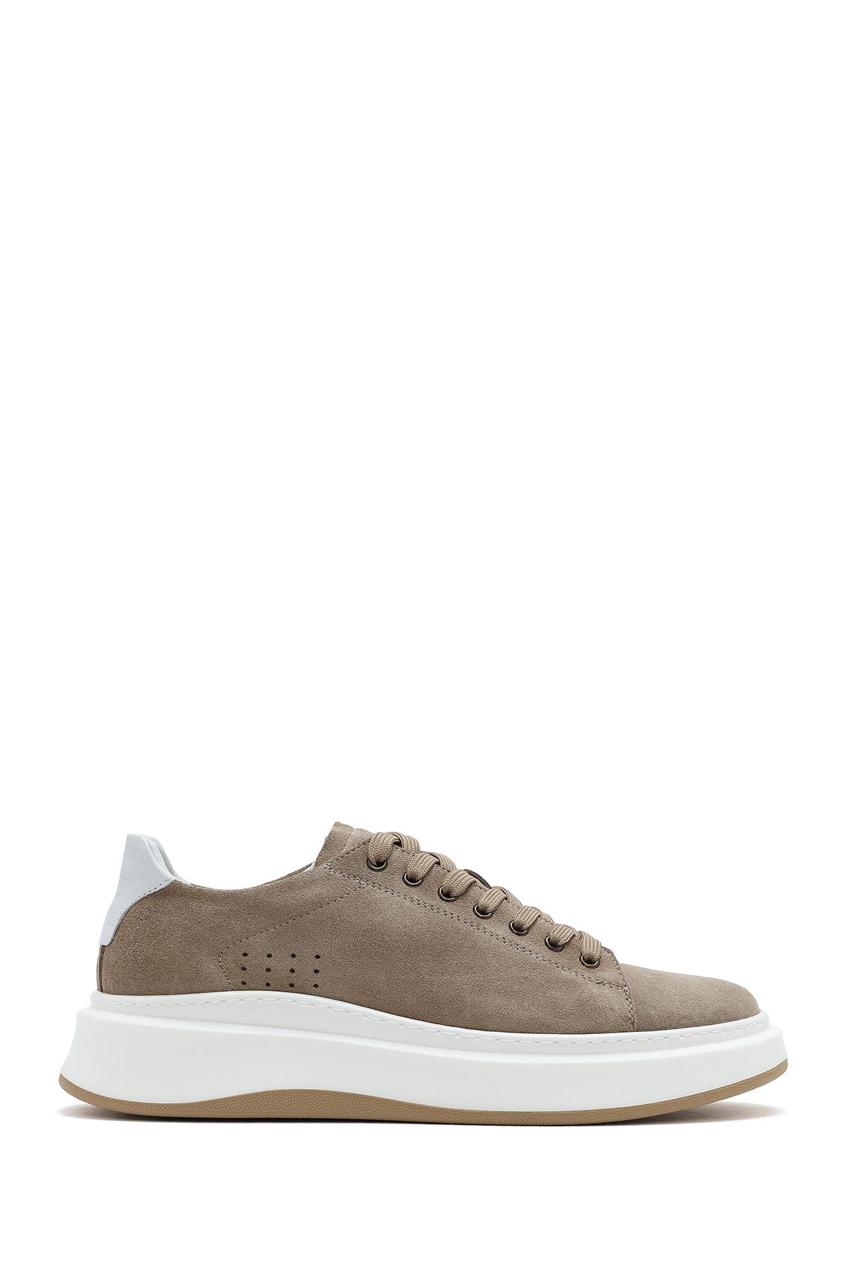 Derimod Erkek Bej Bağcıklı Kalın Tabanlı Nubuk Deri Sneaker 25SFD6109V3