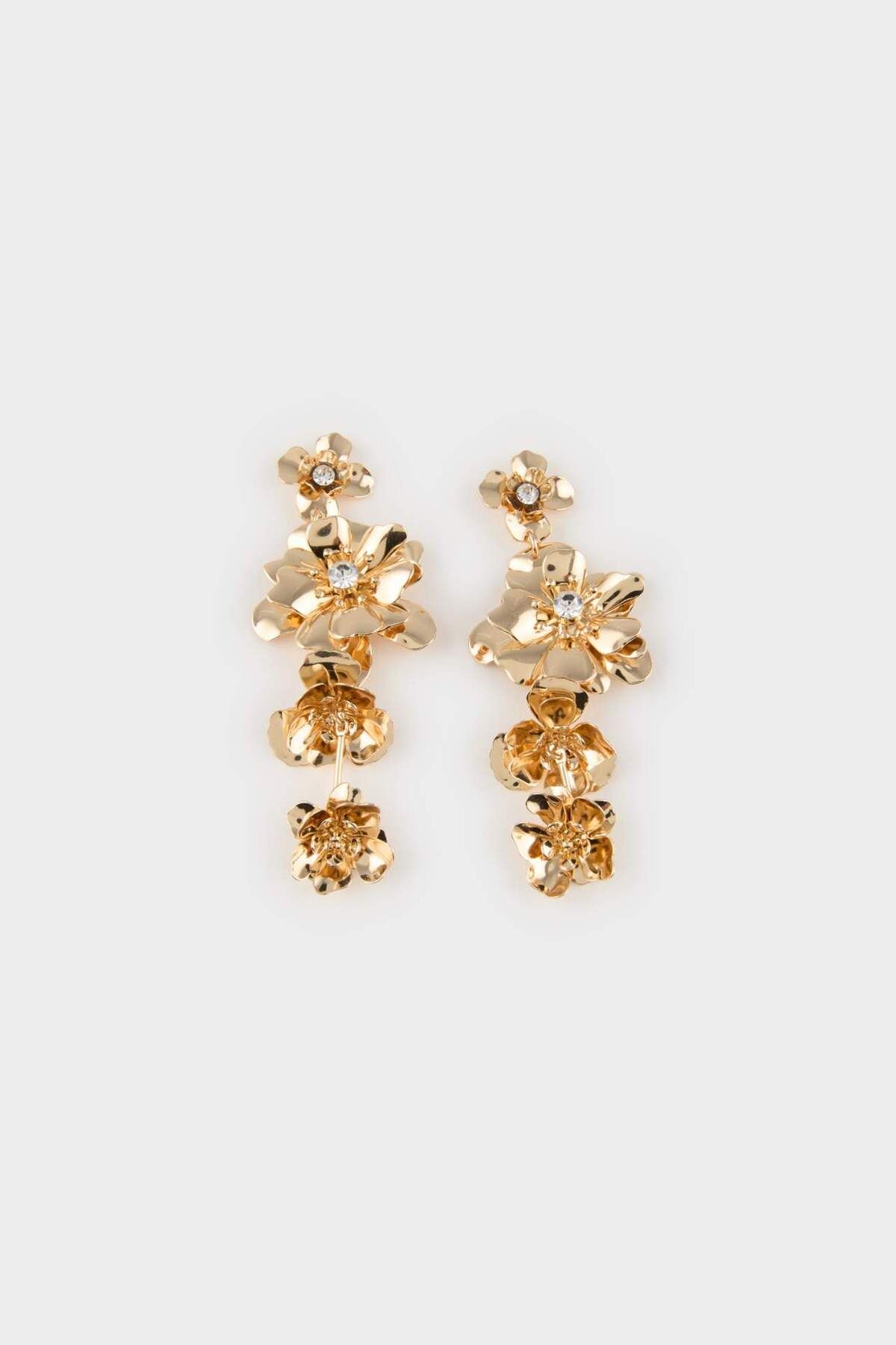 Defacto Kadın Çiçekli Gold Küpe E8045AXNS
