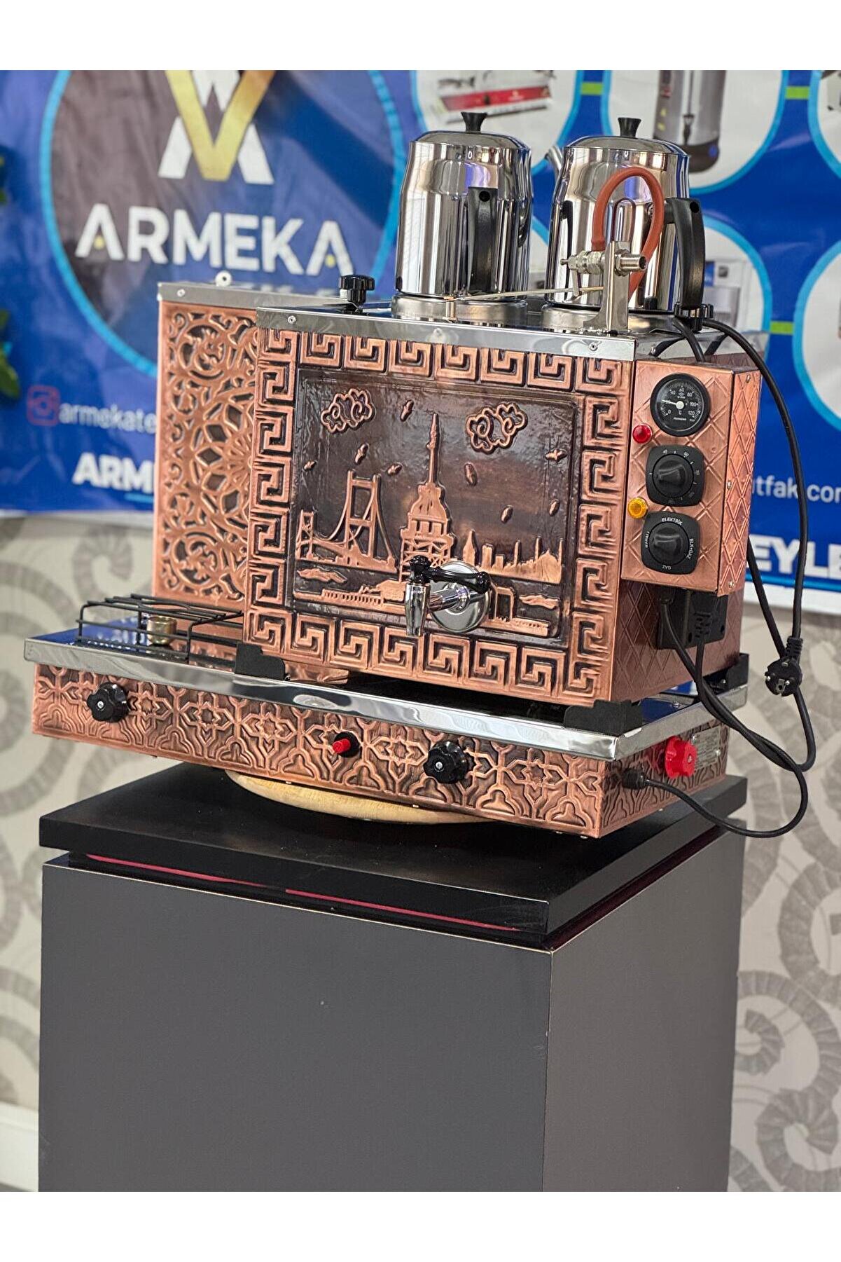 Bakır Çay Kazanı Armeka 2 Demlikli Bakır Çay Ocağı