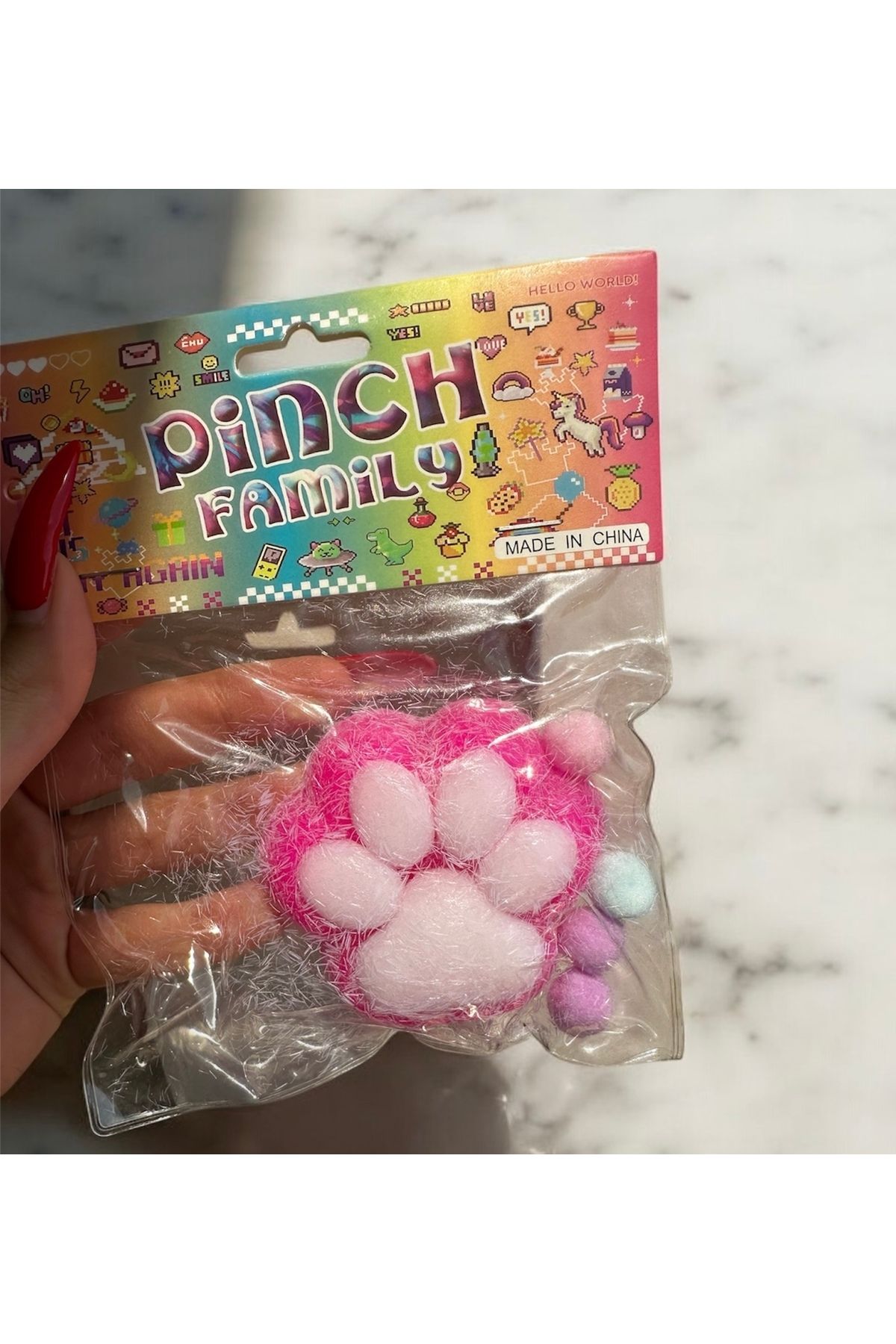 Kostbar Kedi Patisi Taba Squishy Stress Oyuncağı Sukuşi Pembe Tüylü