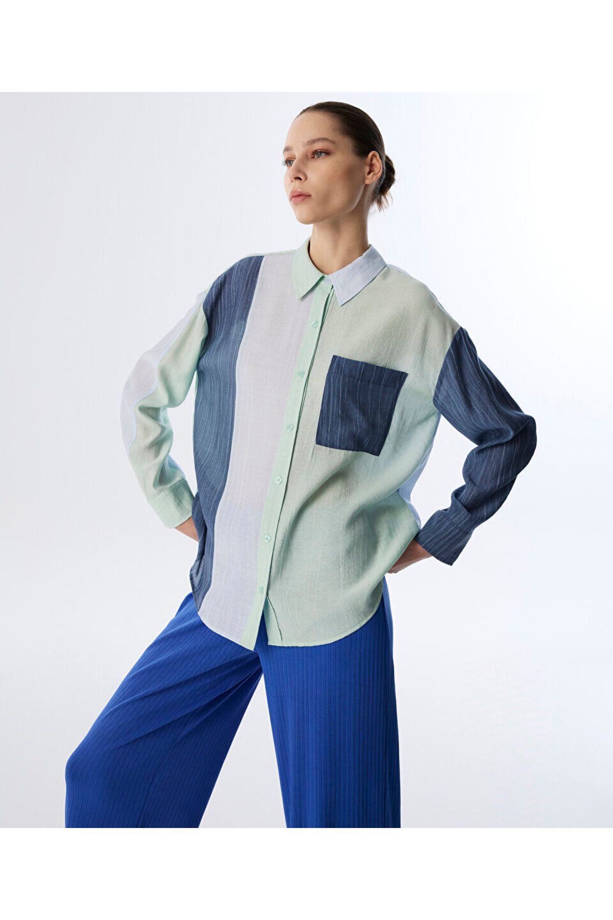 Twist DOKULU COLORBLOCK GÖMLEK
