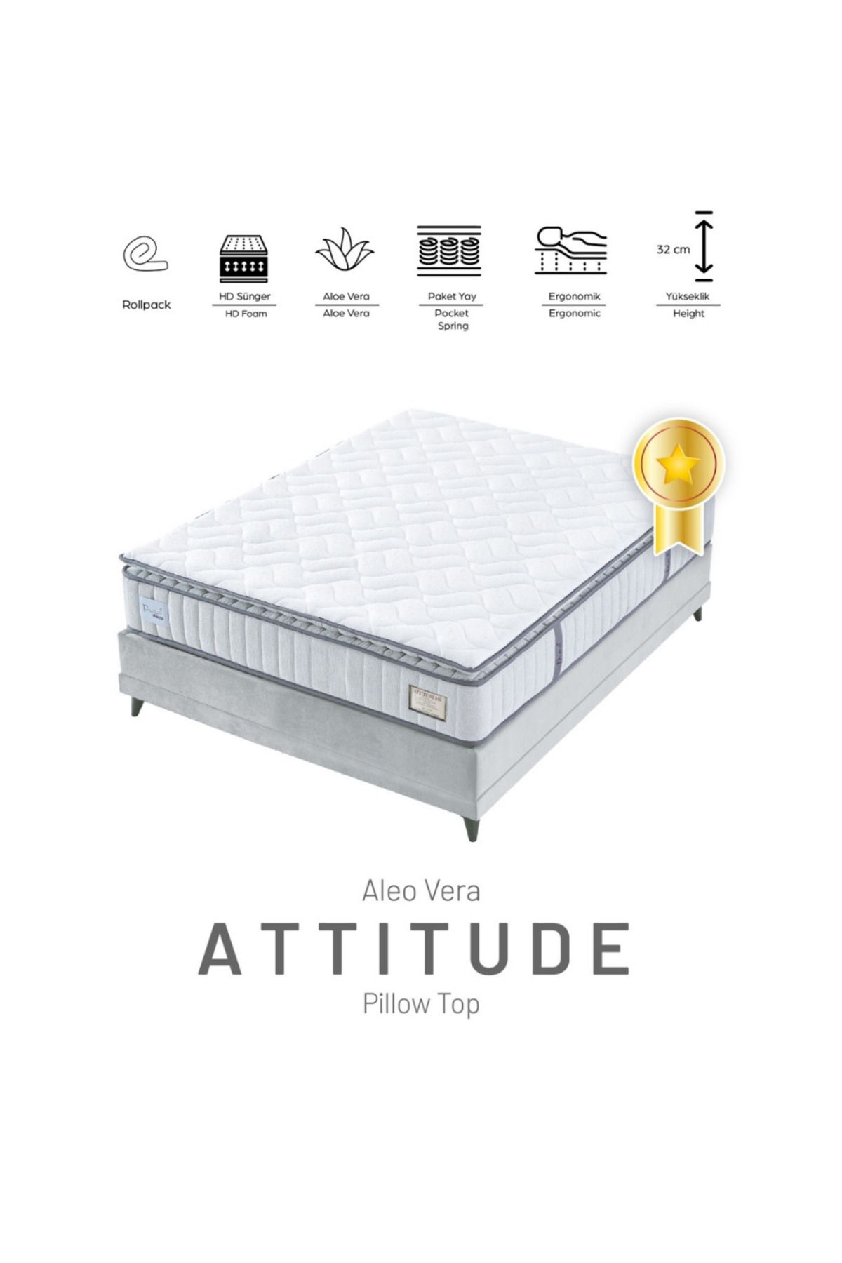 Puuf Sleep Attitude Aloe Vera Omurga Destekli Ortopedik Pedli Yatak