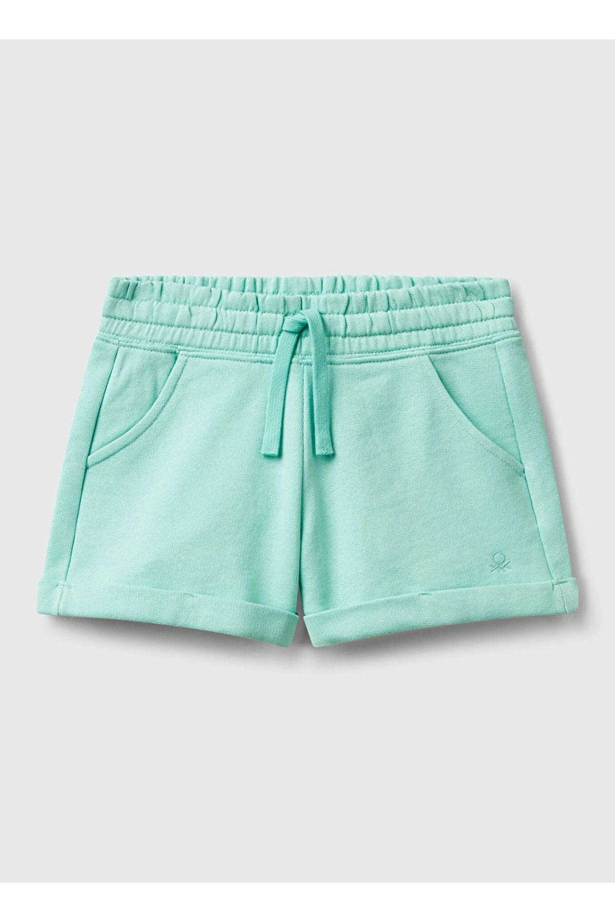 Benetton Normal Bel Regular Fit Su Yeşili Kız Çocuk Şort 3J68C901C