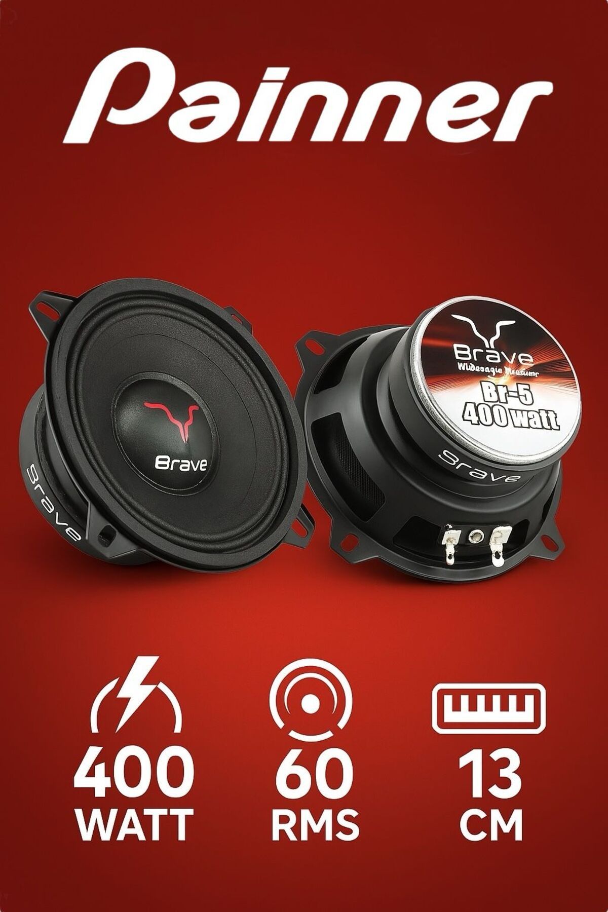 Painner P-5 400 Watt 60 Rms 13 Cm Midrange Hoparlör 2 Adet Amfi Uyumludur Yerli Üretim