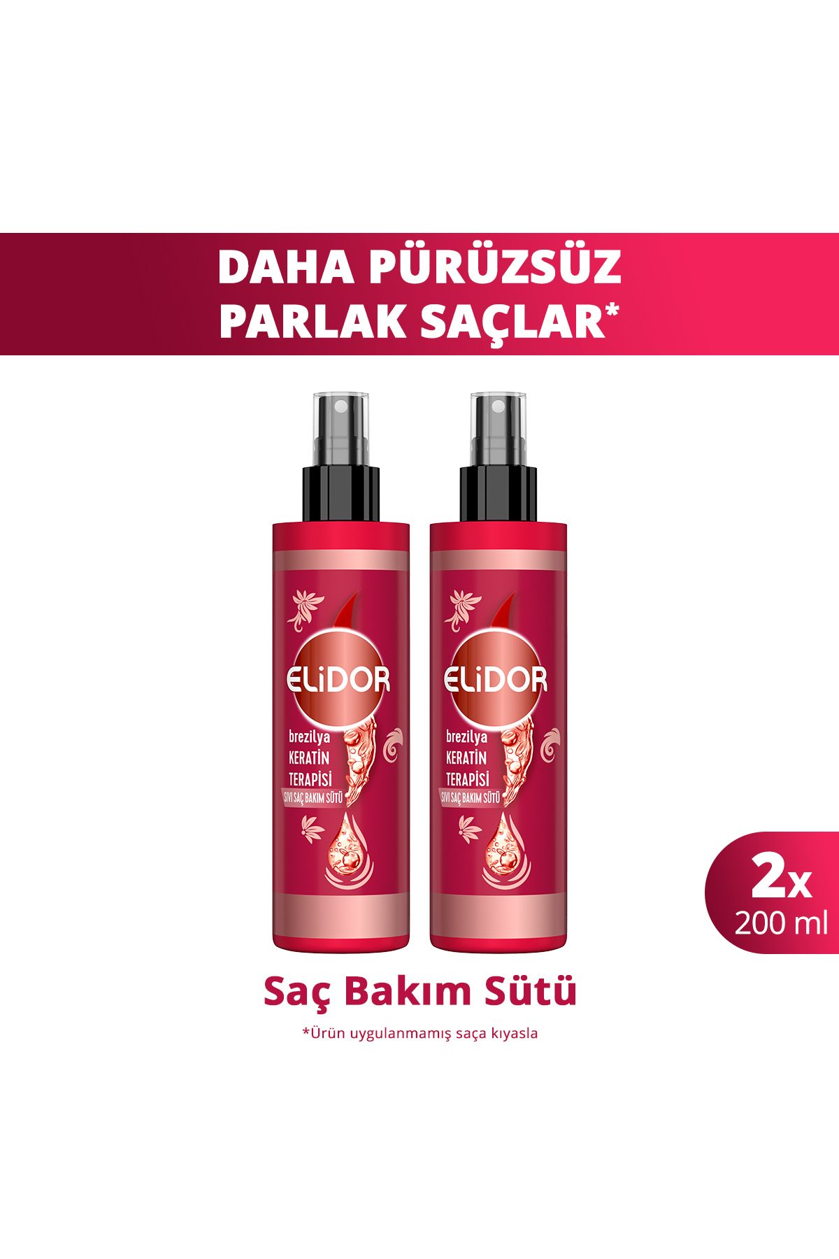 Elidor Sıvı Saç Bakım Sütü Brezilya Keratin Terapisi 200 ml X2