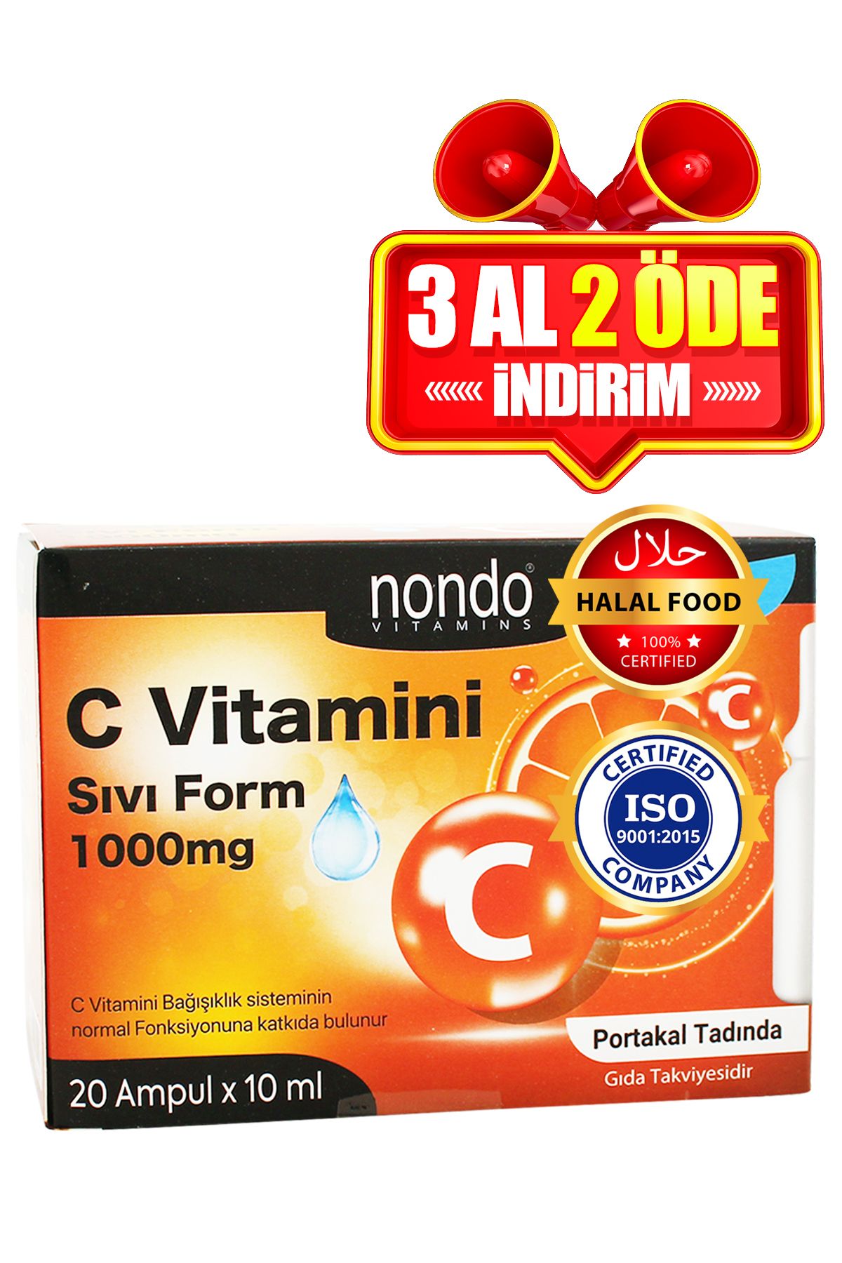 Nondo Likit C Vitamini 1000 Mg (20 Likit Tüp X 10 Ml)