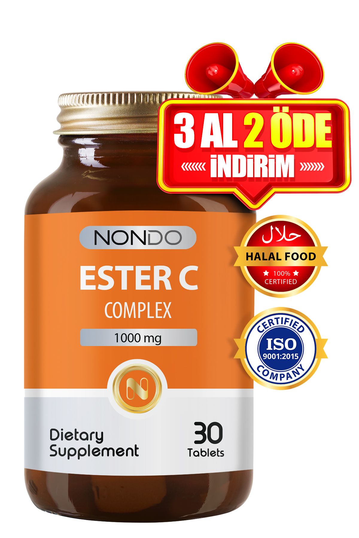 Nondo Ester C 1000 Mg C Vitamini Emilebilir 30 Tablet. ( C Vitamini Kuş Burnu Ekstresi )