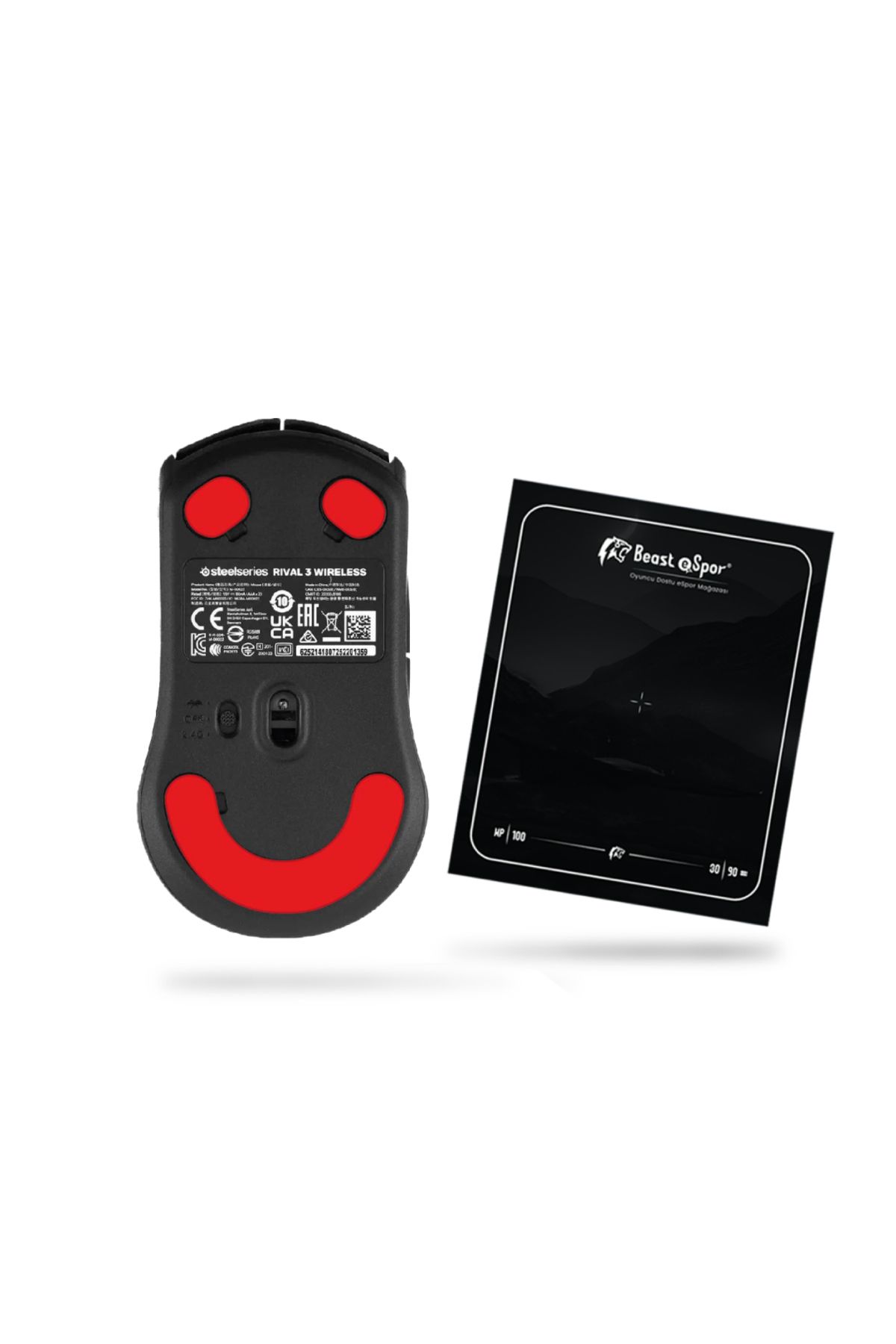 Beast eSpor Steel Series Rival 3 Veya Rival 3 Wireless Uyumlu Mouse Skate ( Red Edition) %100 Ptfe