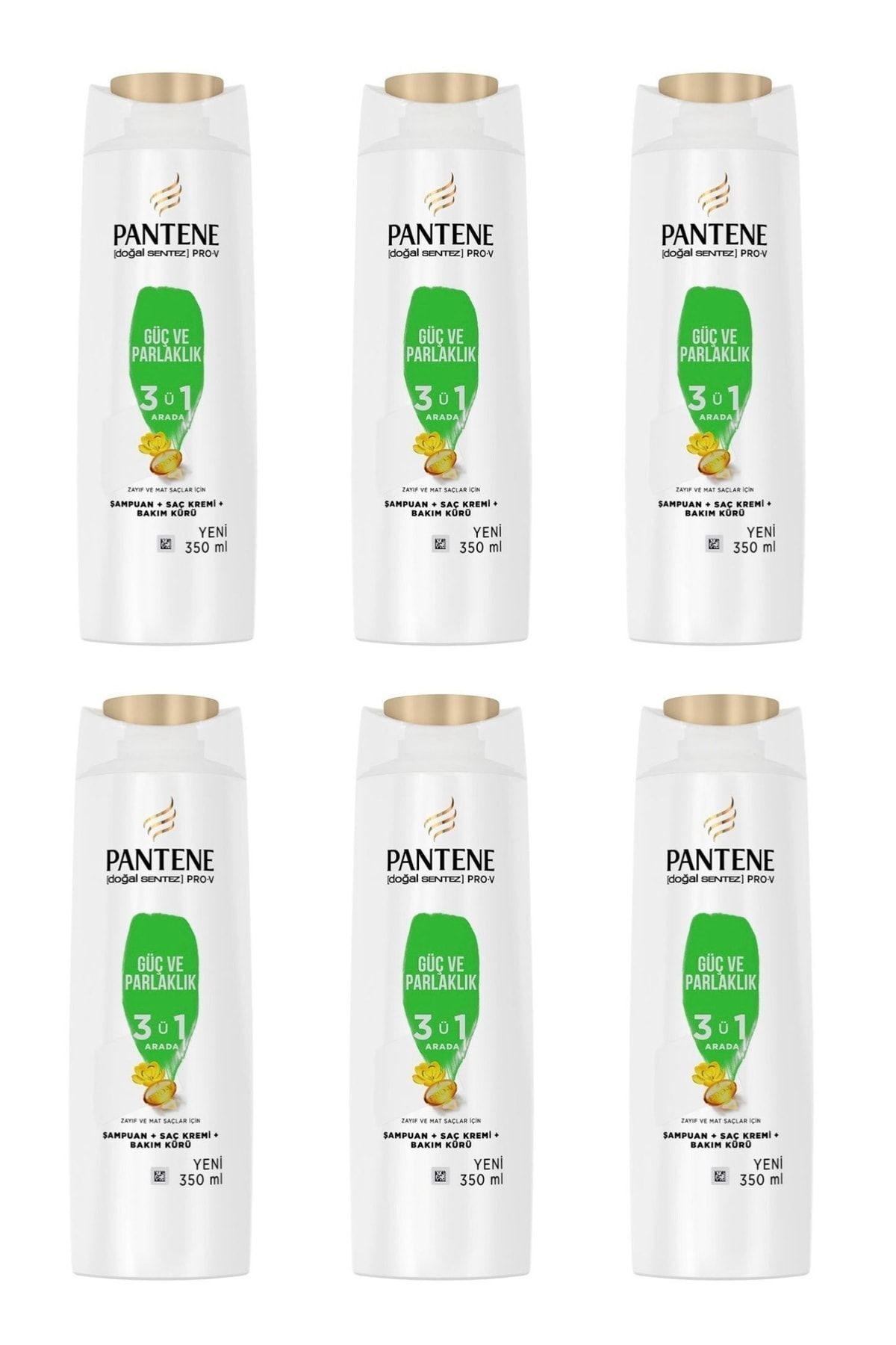 Pantene 350 ml Şampuan Güçlü Ve Parlak 3'ü 1 Arada X 6 Adet