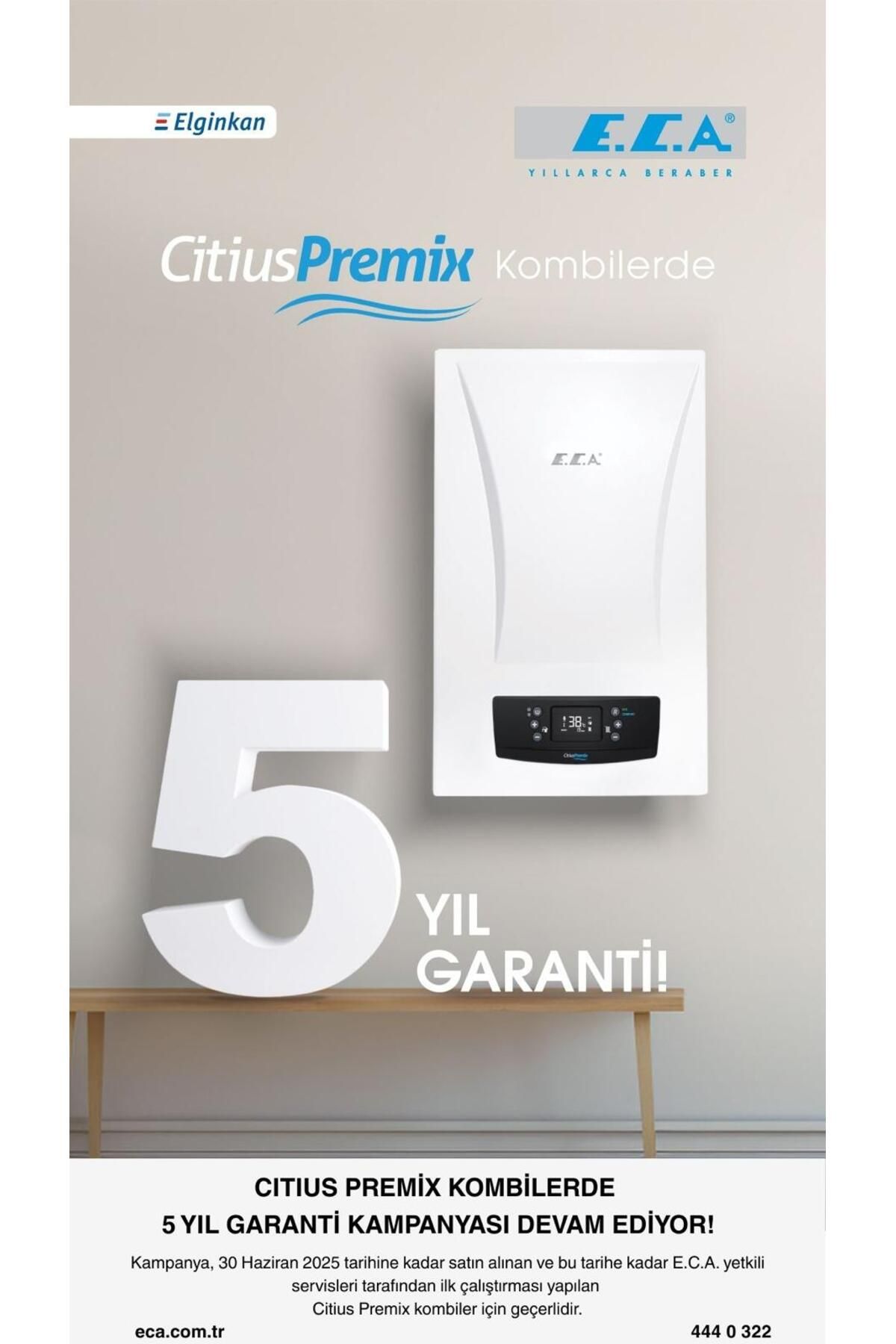 Eca Citius Premix 24/24 Kw (20.000 KCAL) Tam Yoğuşmalı Kombi