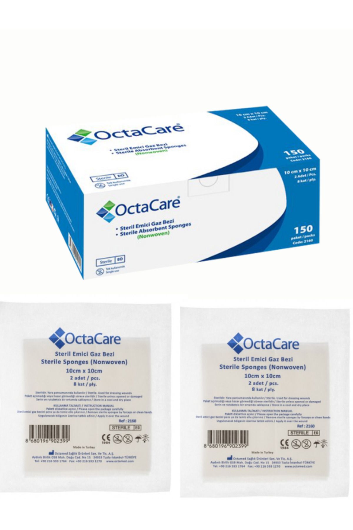 Octacare Steril Emici Gazlı Bez 10x10 cm 150li Kutu