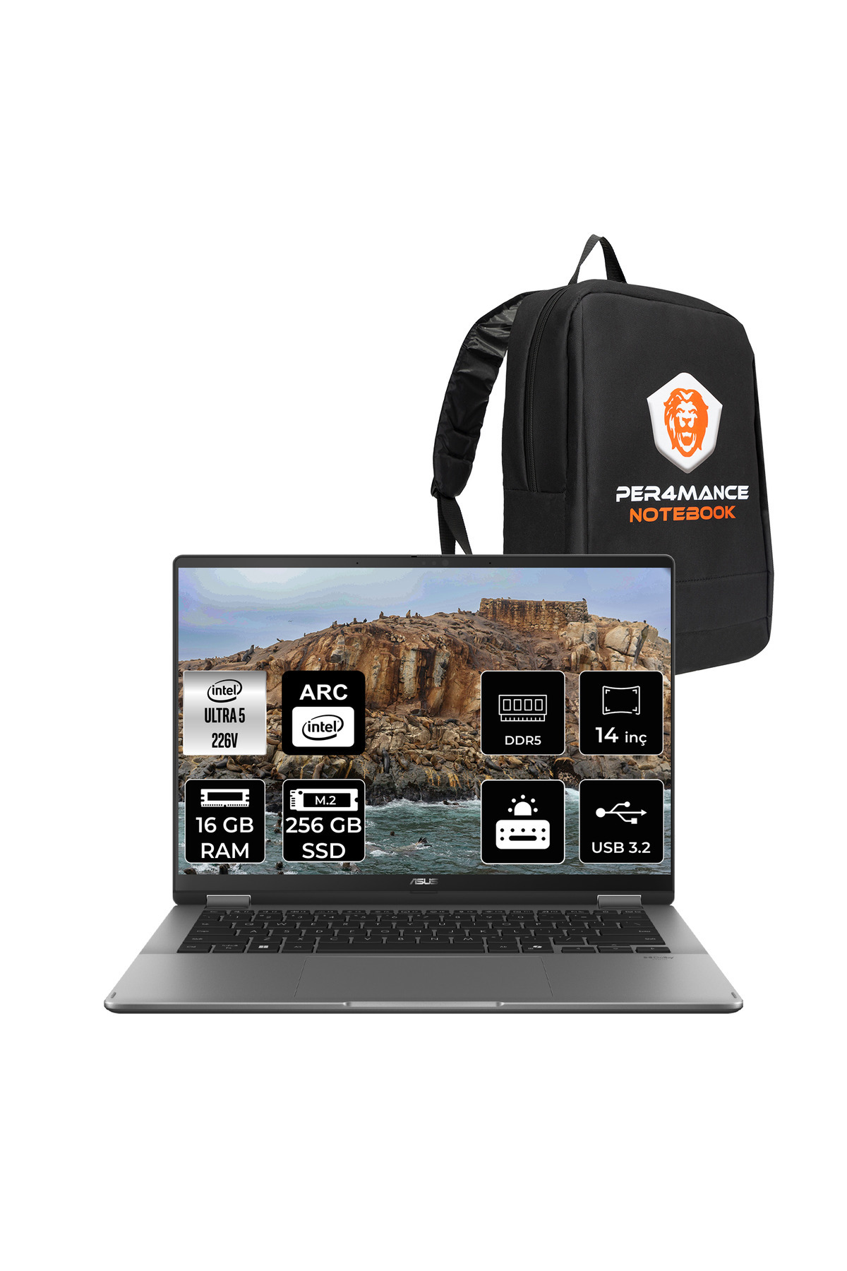 Vivobook 14 Flip Ultra 5 226V 16GB RAM 256GB SSD 14'' WUXGA OLED FDOS Dizüstü Bilgisayar _115 PER4