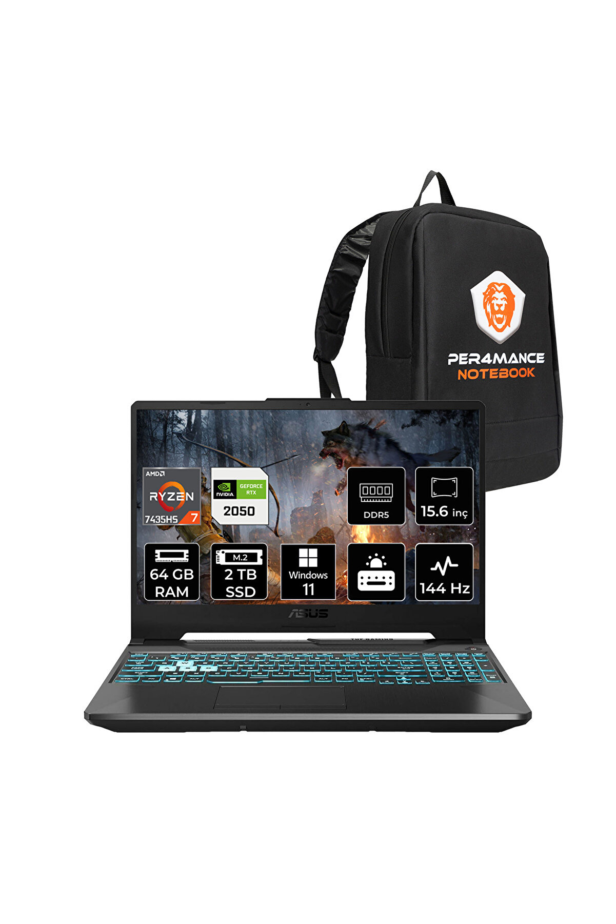 TUF Gaming A15 R7 7435HS 64GB 2TB SSD RTX2050/4GB 70W 144Hz 15.6