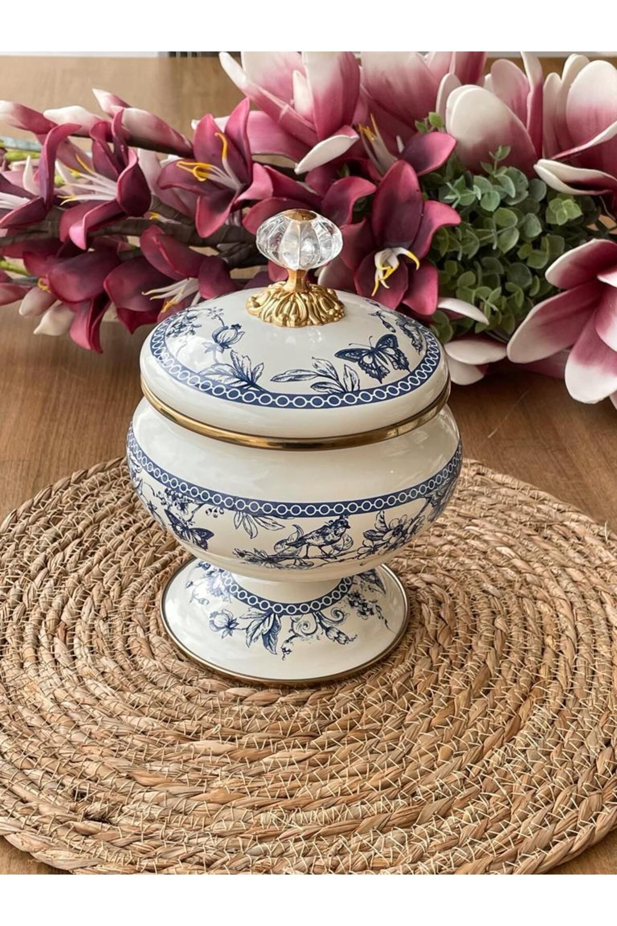 ROSSEV Blue Emaye Ayaklı Şekerlik