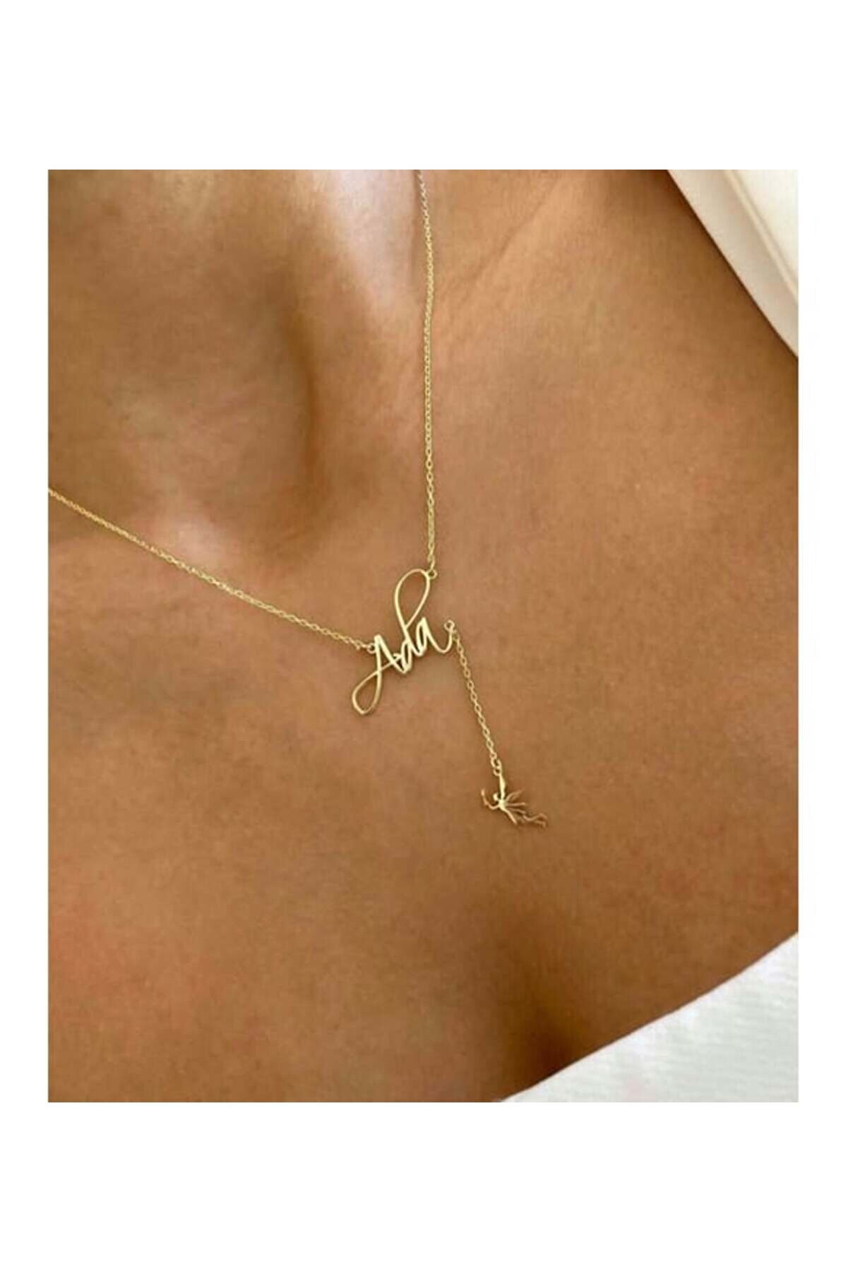 GÜMÜŞ Kişiye Özel 925 Ayar Kaplama veya 18 Ayar Altın Kaplama Sallantılı Peri İsim Kolye