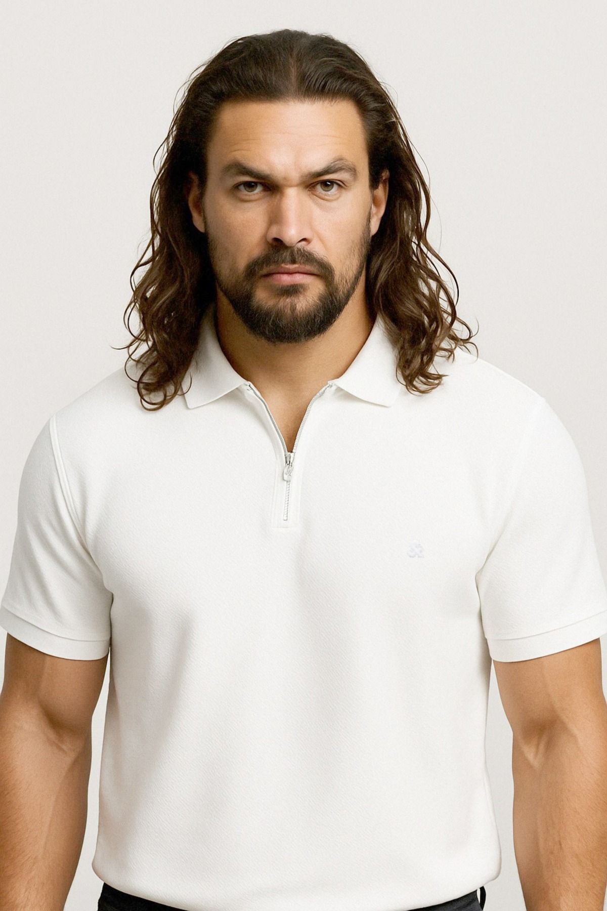 Jack & Jones Erkek Logo Işlemeli Polo Yaka Beyaz Tişört